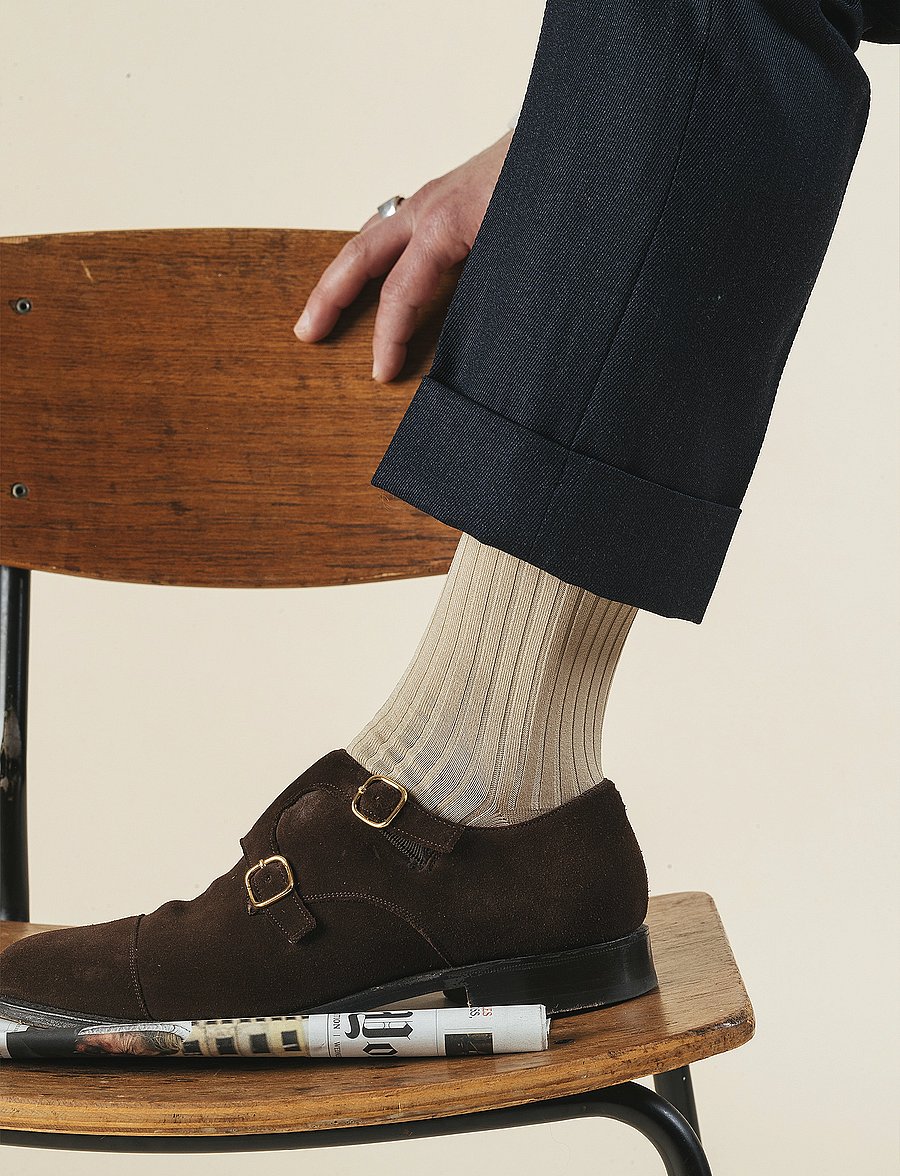 AN IVY - Beige Ribbed Socks - klasikinės kojinės - beige - 0