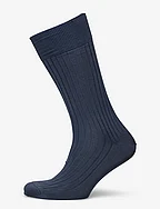 Indigo Ribbed Socks - BLUE