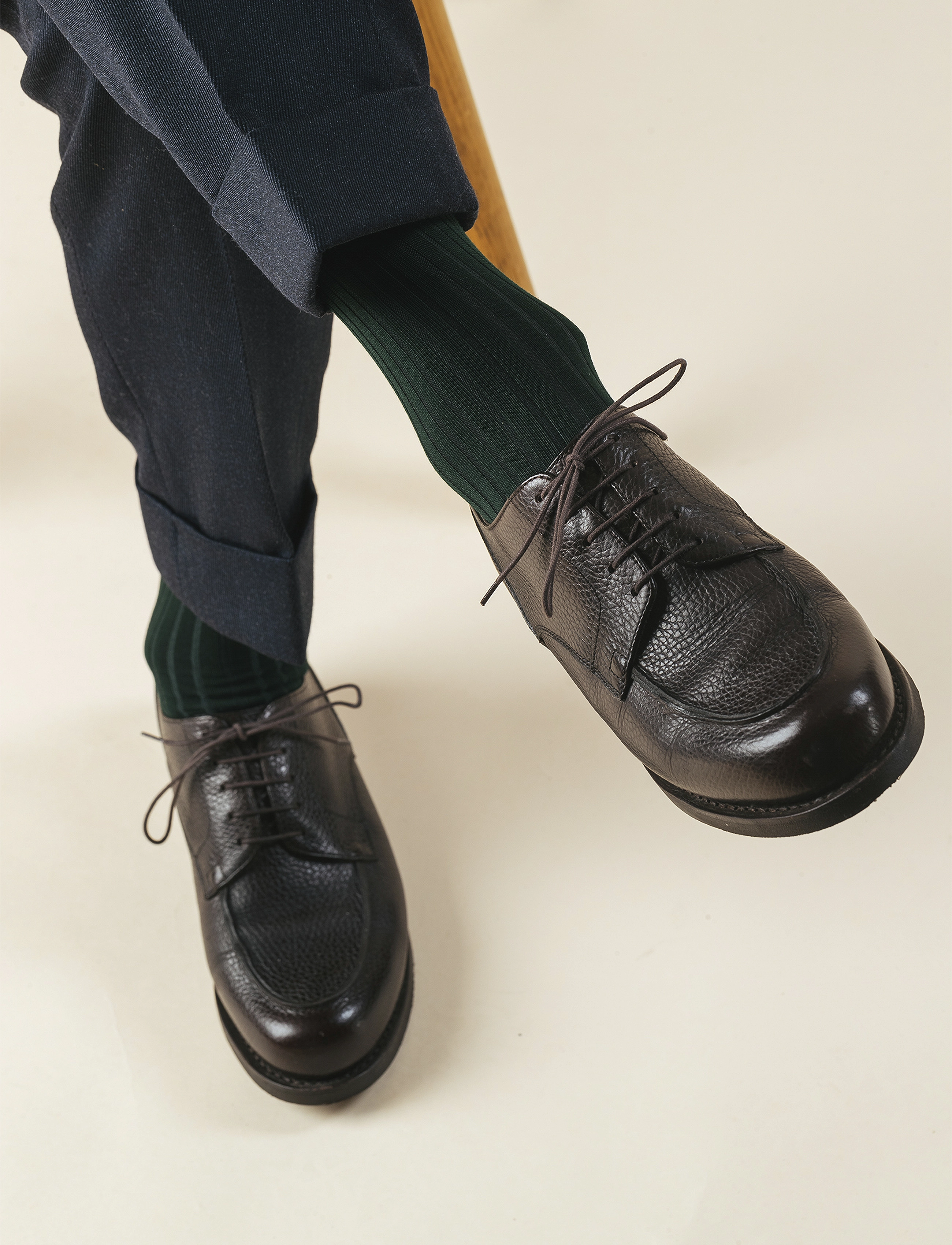 AN IVY Forest Green Ribbed Socks, 39-42, Grün - Regular Männerswear