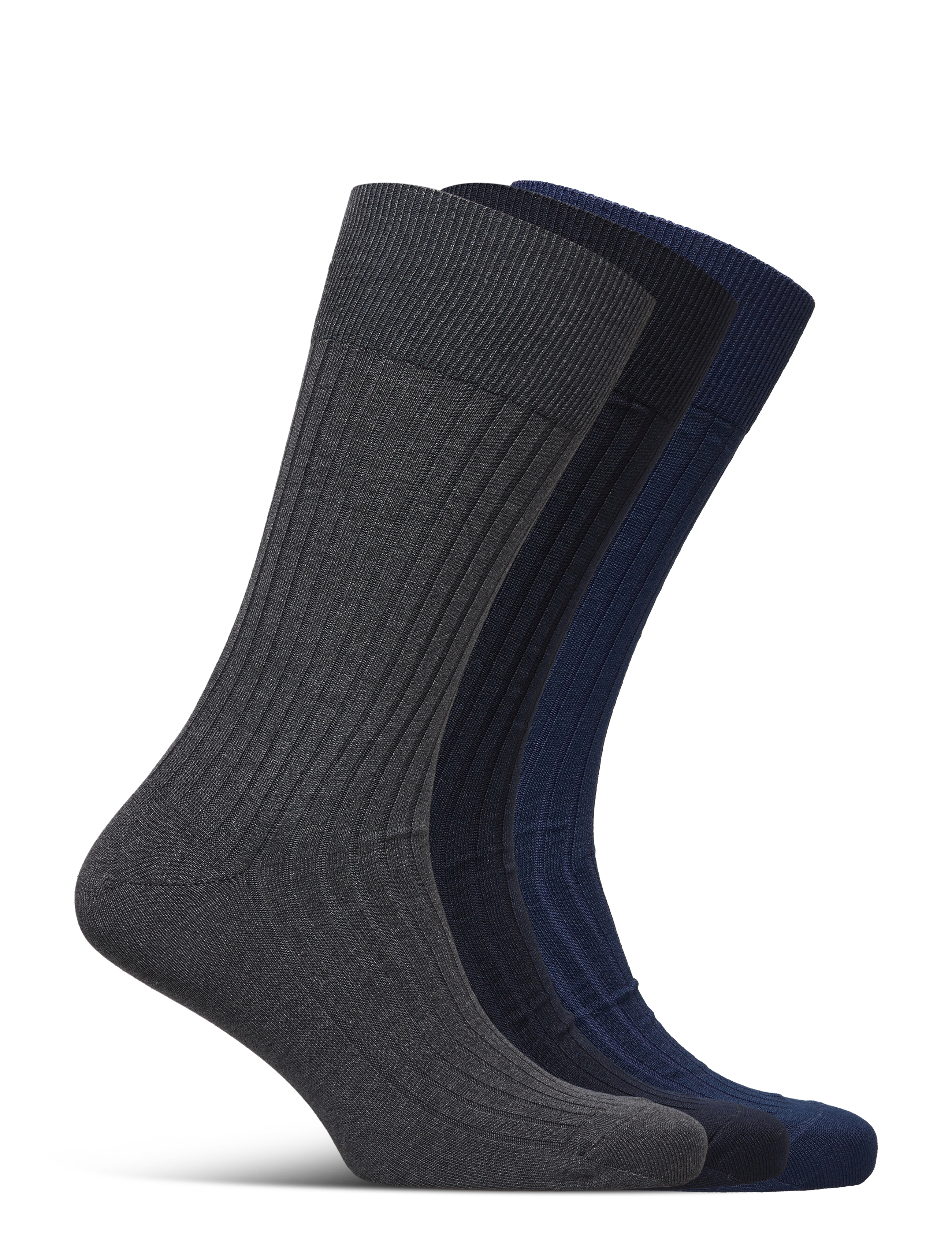 An Ivy - 3 Pack Navy/Indgo/Charcoal Ribbed Socks - multi coloured - 1
