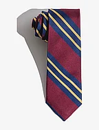 Miles Burgundy Striped Silk Tie - BURGUNDY