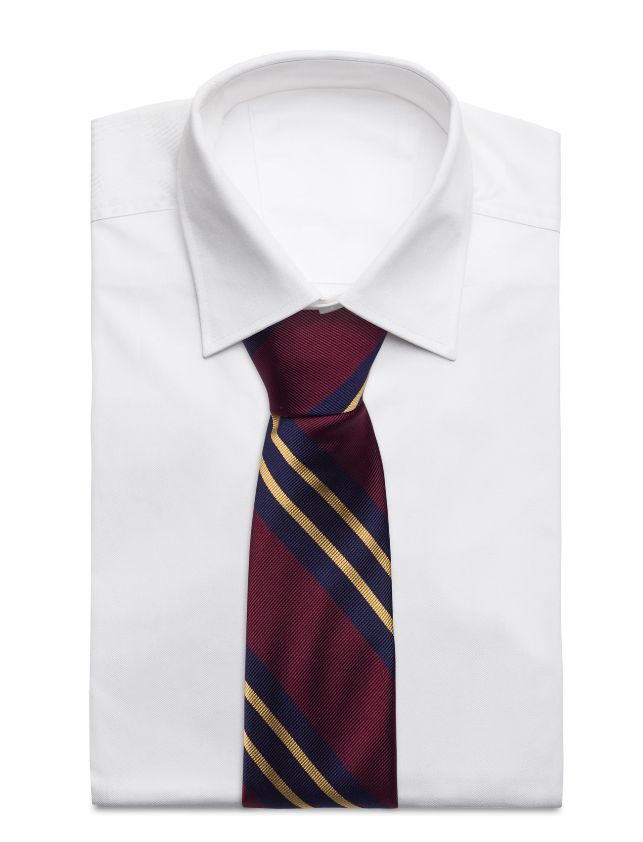 AN IVY - Miles Burgundy Striped Silk Tie - krawatten - burgundy - 1