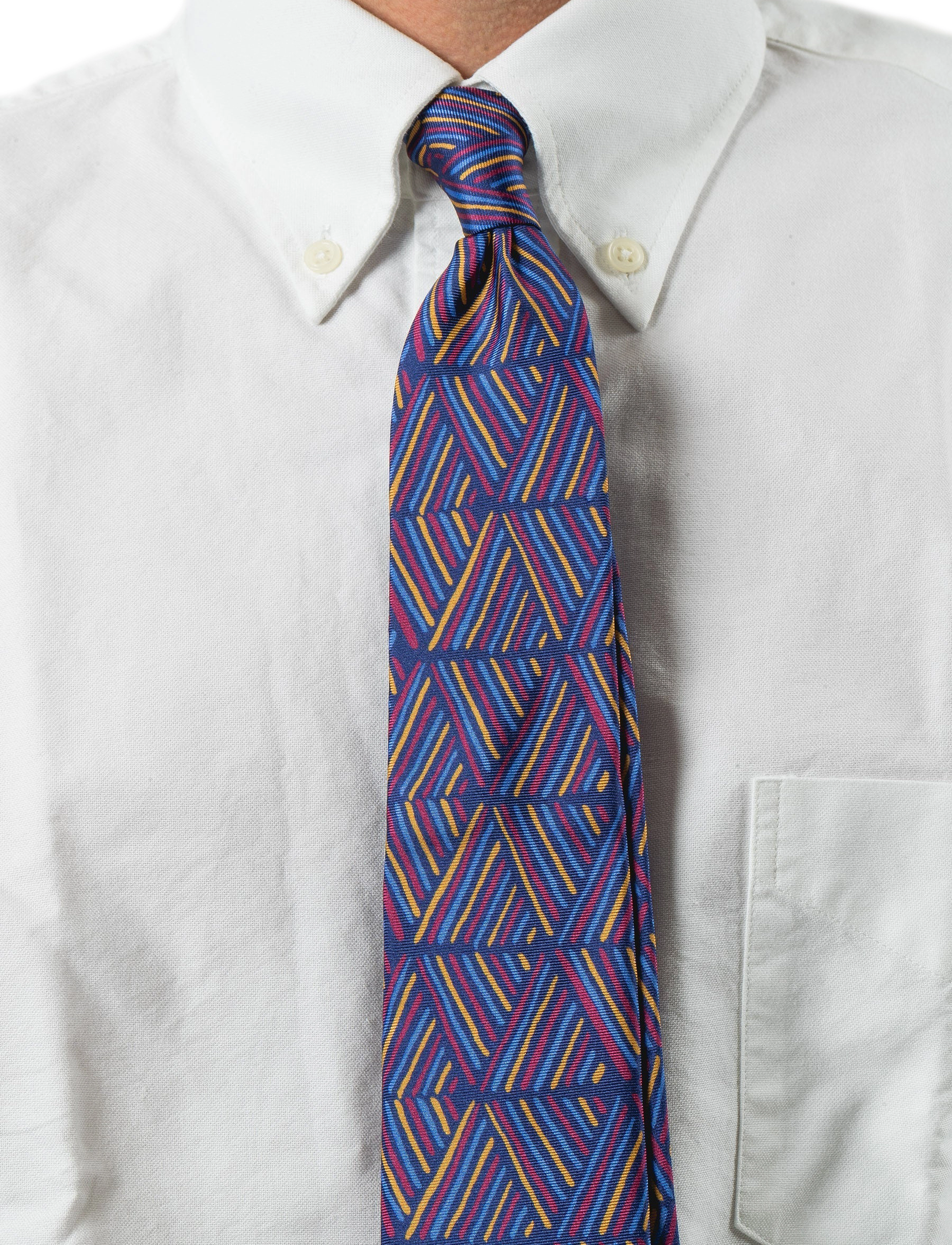 AN IVY Malik Navy Burgundy Blue Silk Tie, Mænd, Geometrisk Slips, Lila, Str: ONE SIZE