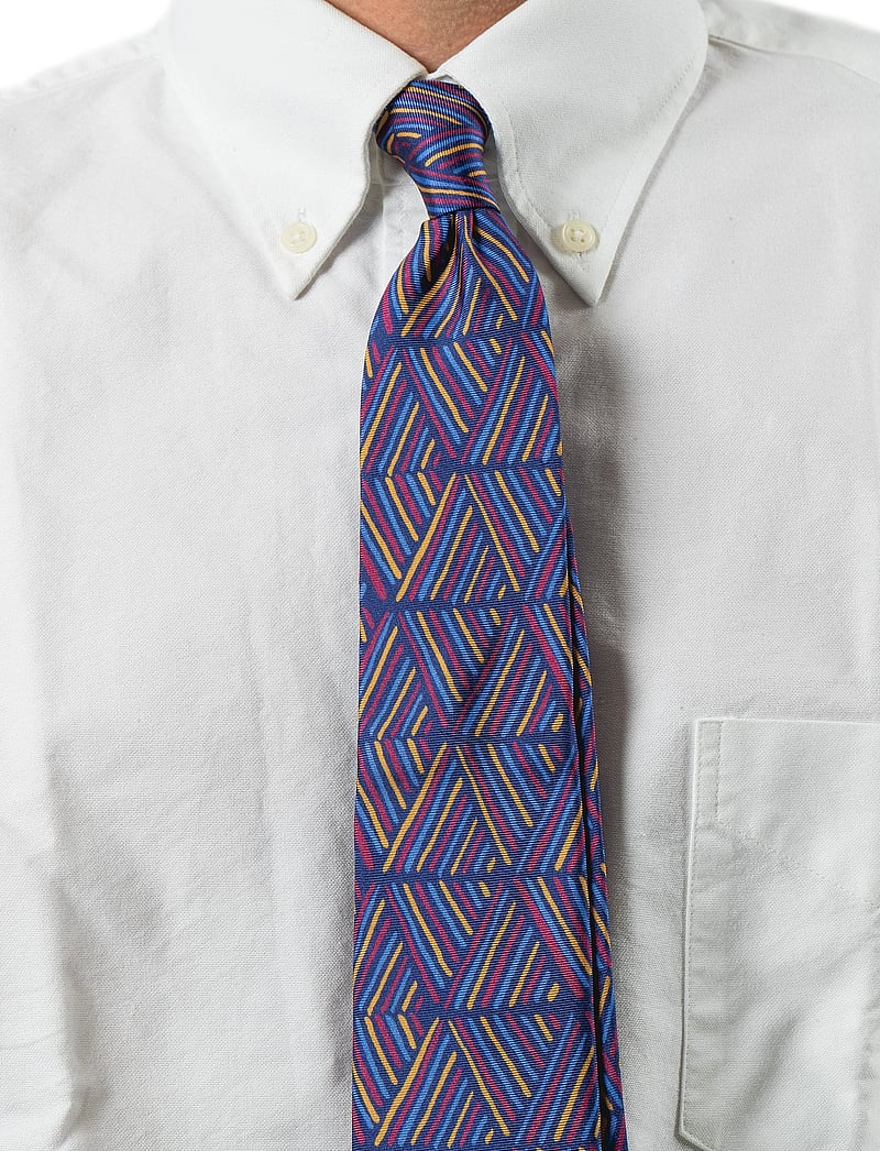 AN IVY - Malik Navy Burgundy Blue Silk Tie - slips - multi - 0