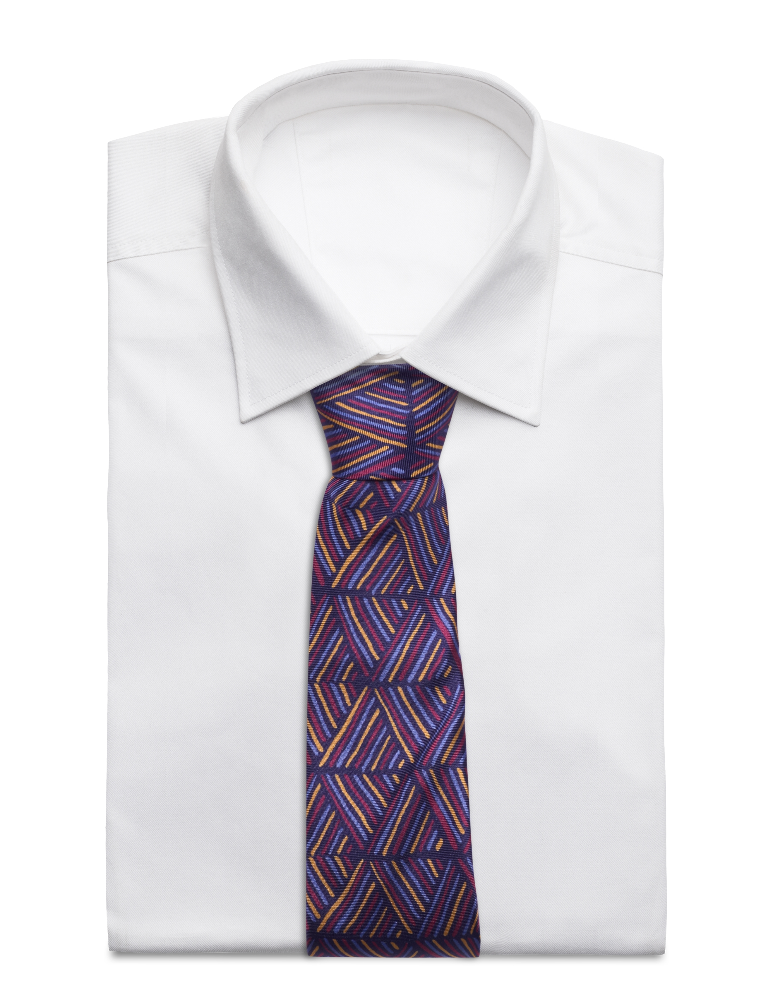 AN IVY - Malik Navy Burgundy Blue Silk Tie - multi - 3