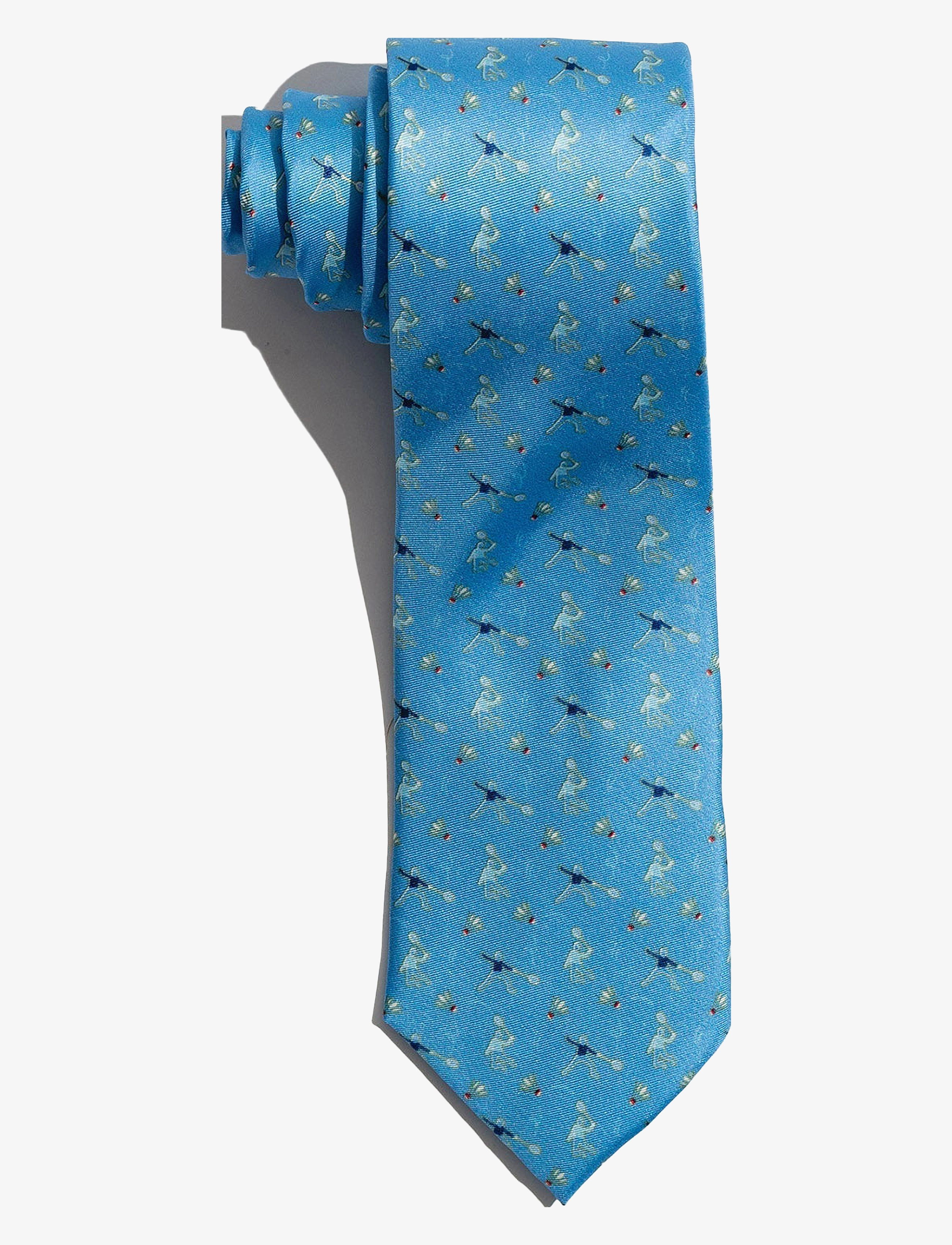 AN IVY Light Blue Silk Badminton Player, Mænd, Badminton Print Slips, Blå, Str: ONE SIZE