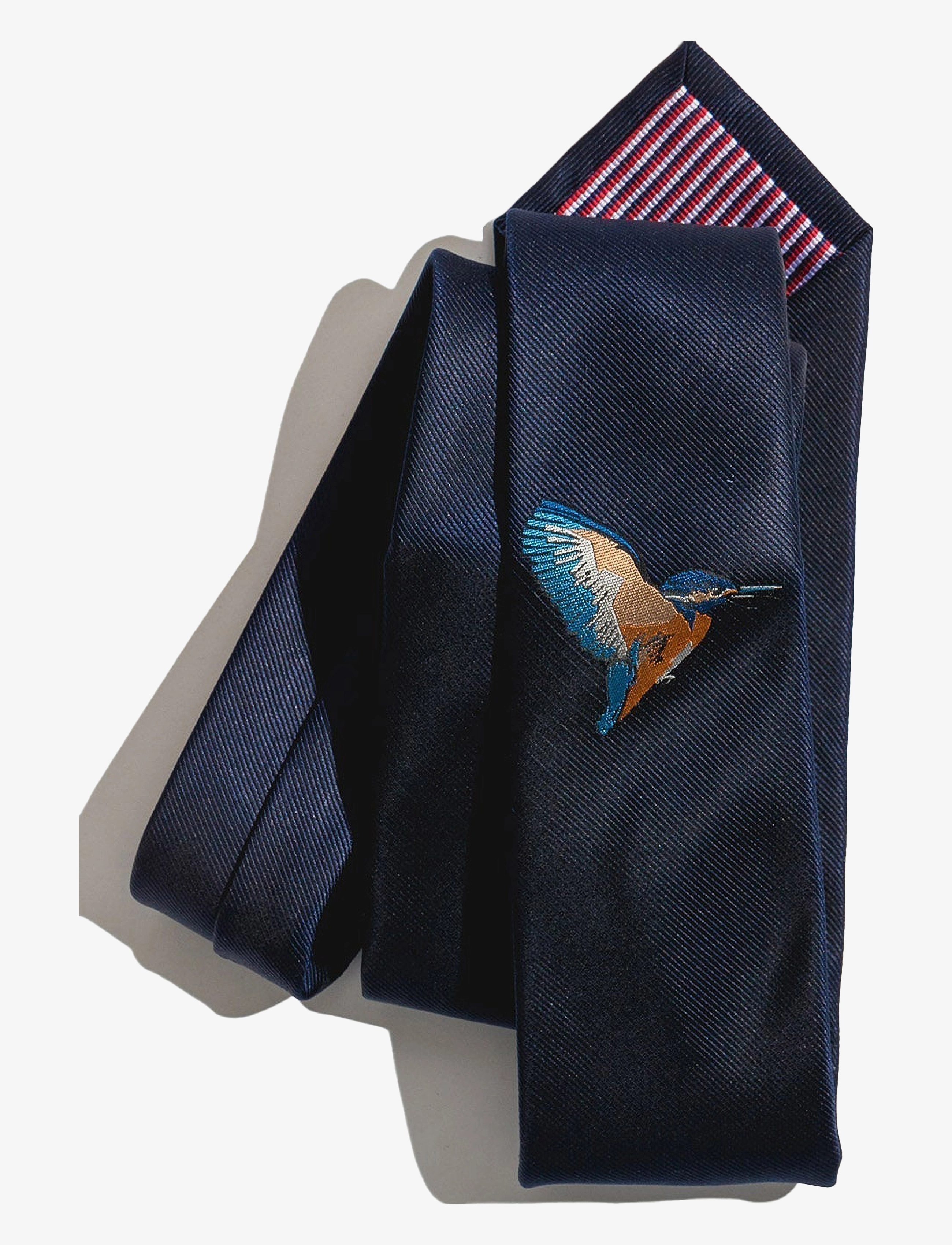 AN IVY Navy Kingfisher Silk Tie - Slipsar & Accessoarer - NAVY / navy