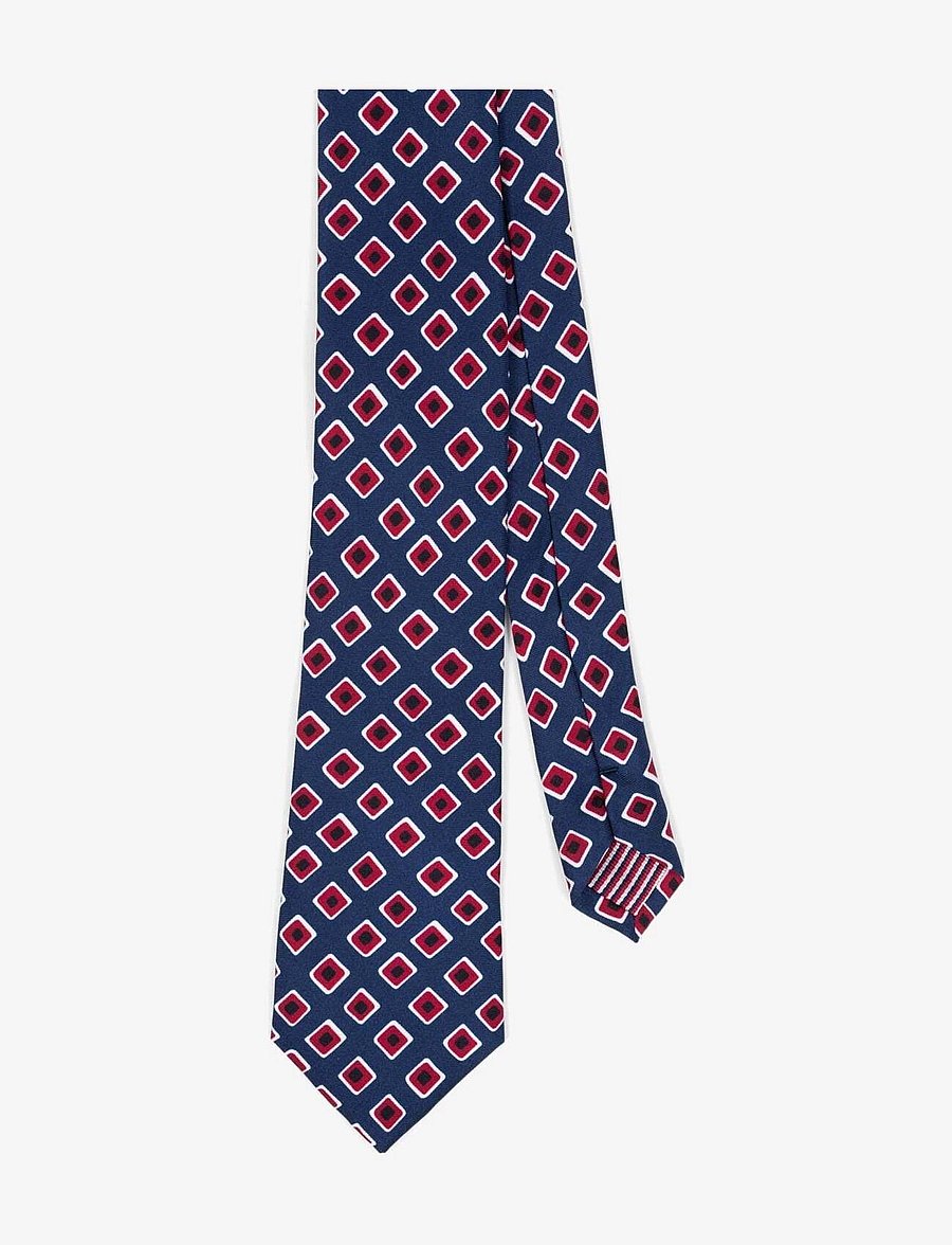 AN IVY - Navy Vintage Squares - krawatten - navy - 1