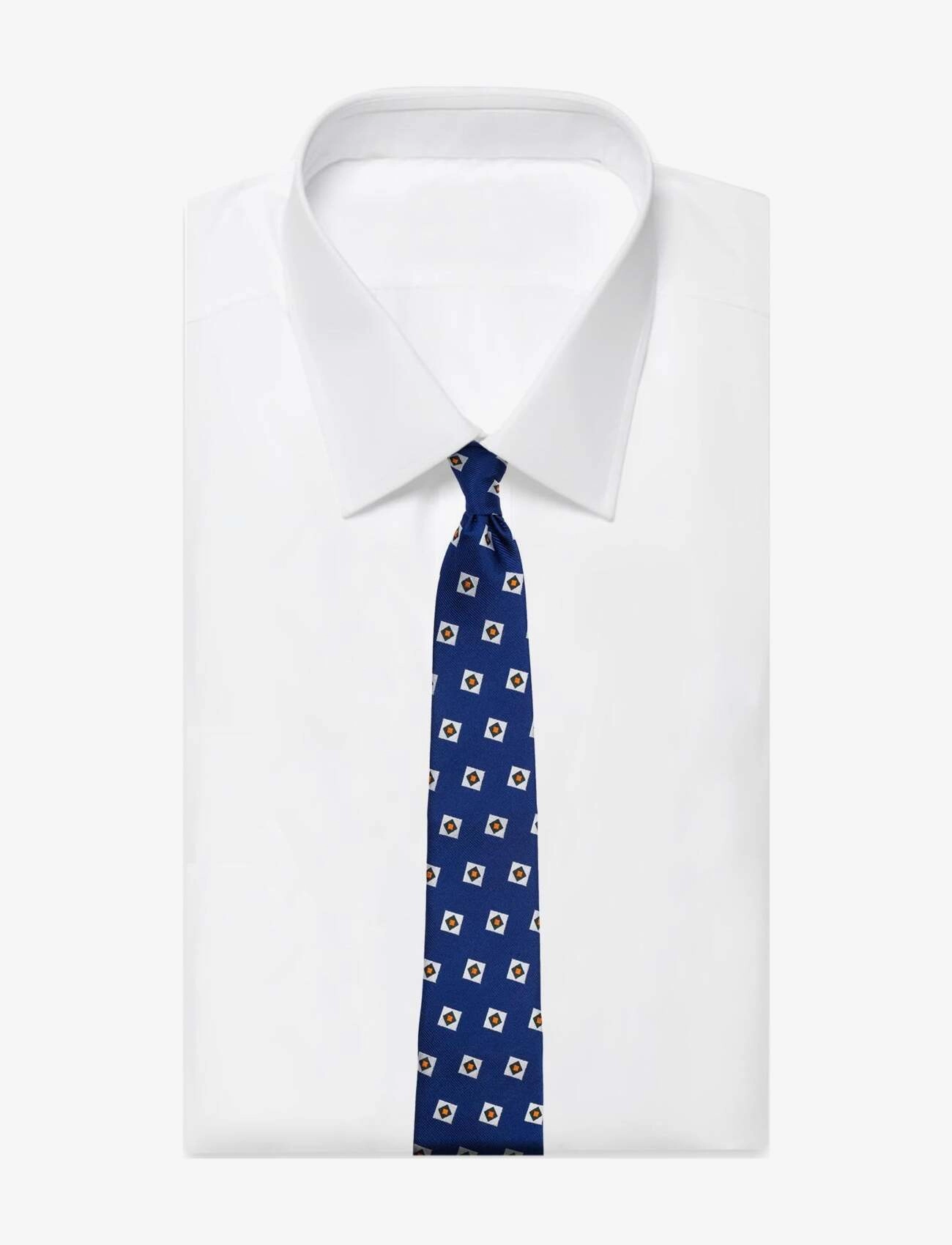 AN IVY - Blue Orange Triple Square Silk Tie - ties - blue / orange - 2