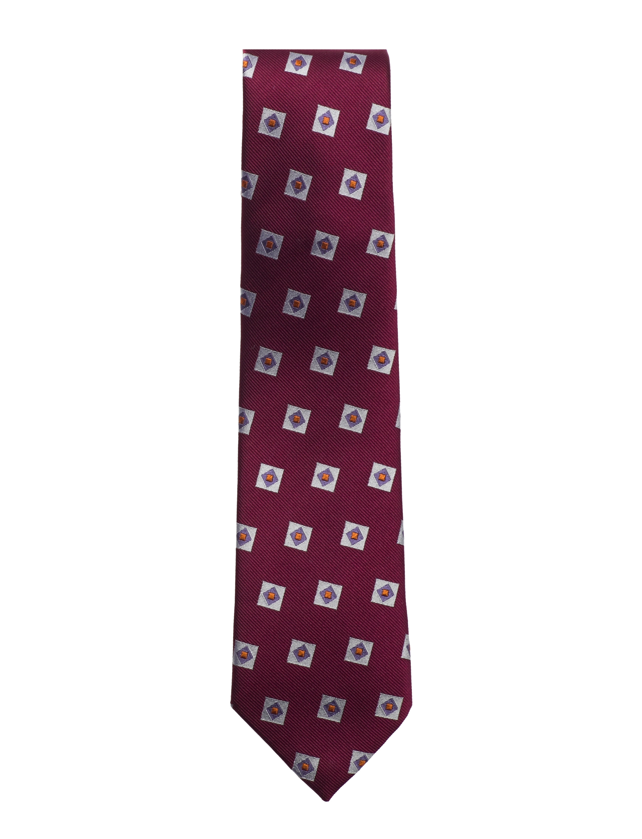 AN IVY Burgundy Triple Square Silk Tie - An Ivy - BURGUNDY / burgundy