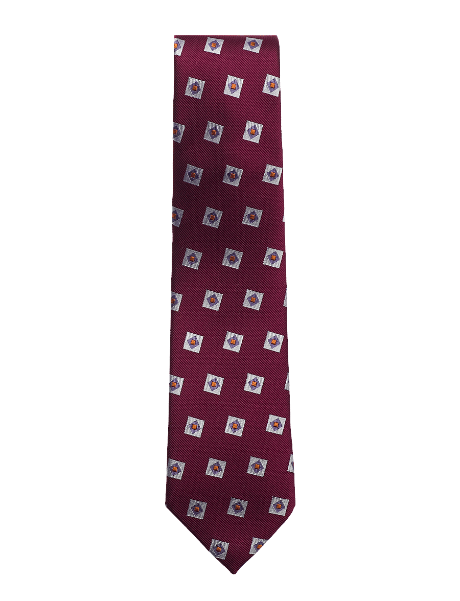 AN IVY - Burgundy Triple Square Silk Tie - slips - burgundy - 0