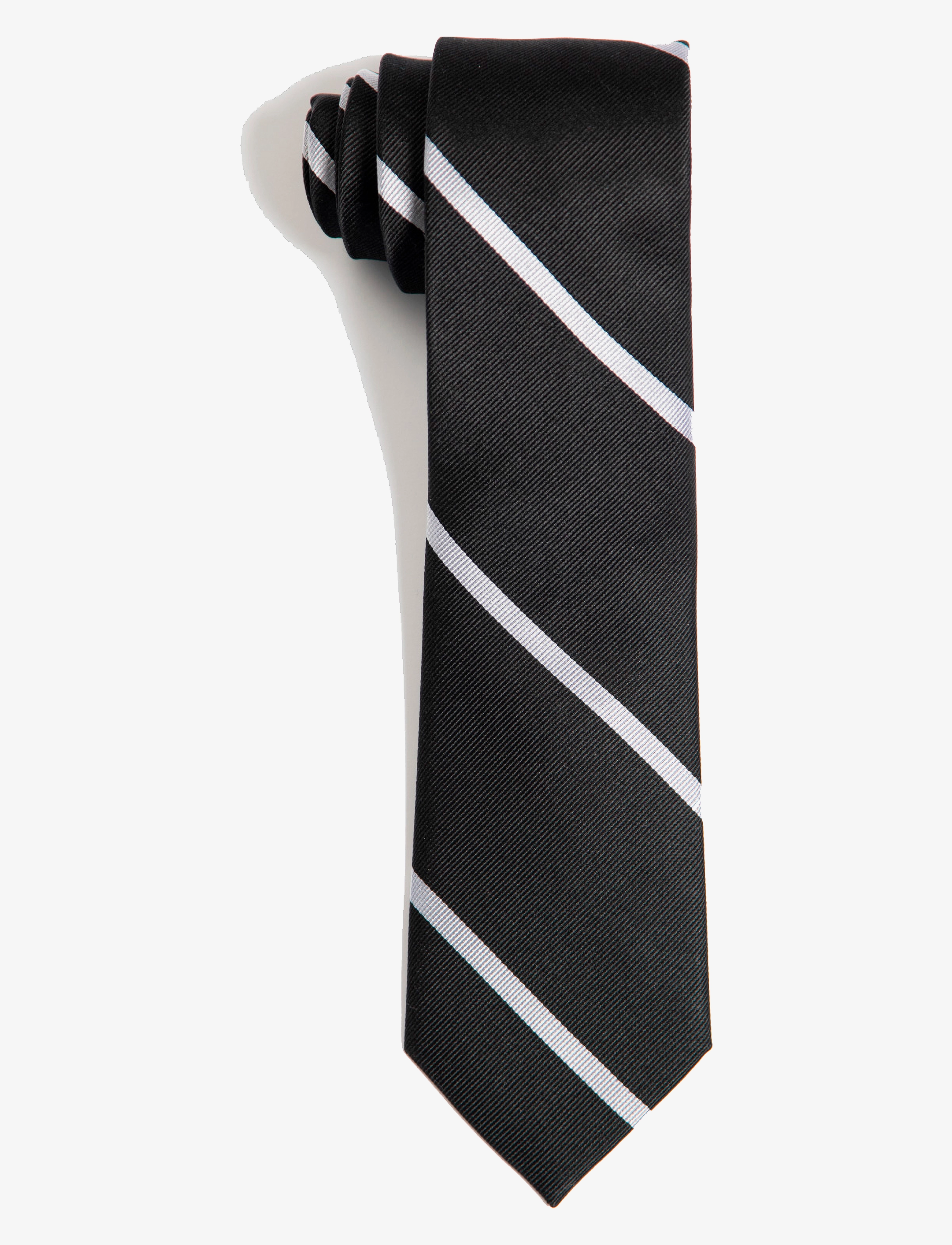 AN IVY Black White League Silk Tie, Mænd, Stribet Slips, Sort, Str: ONE SIZE