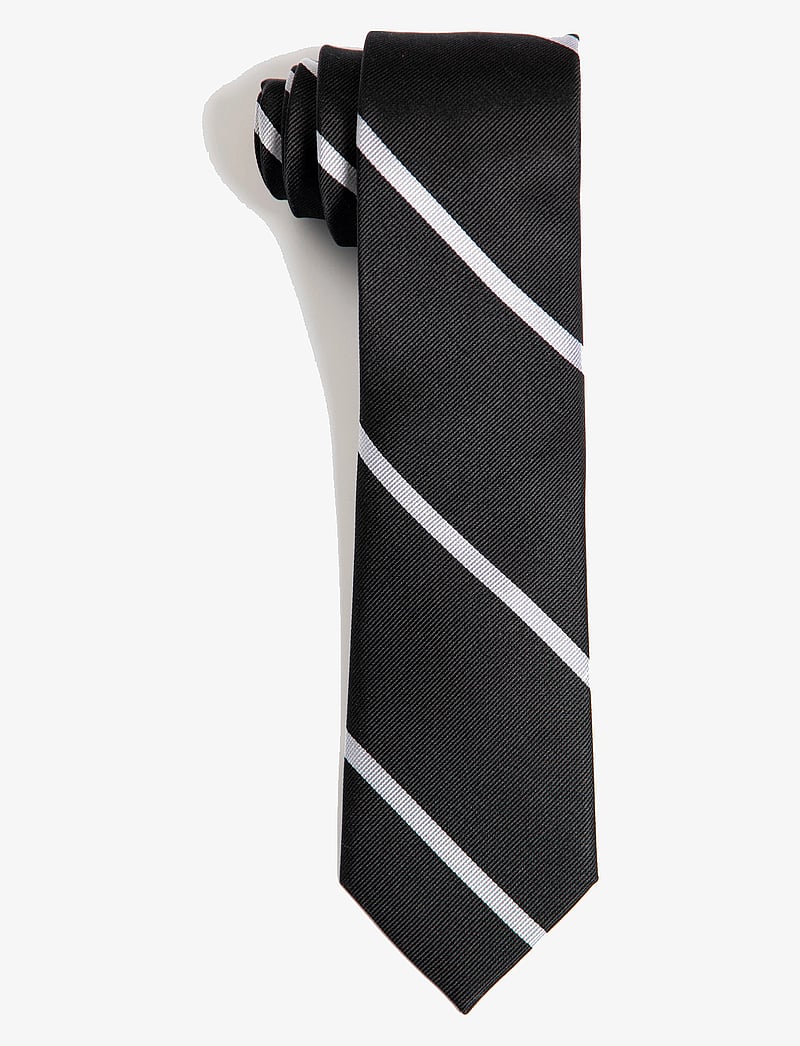 AN IVY - Black White League Silk Tie - slips - black / white - 0