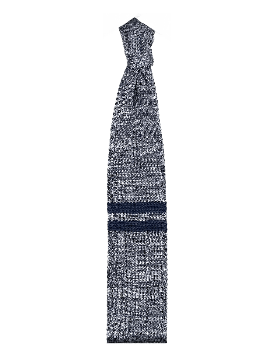 AN IVY - Grey Navy Signature Knit - krawatten - grey / navy - 1