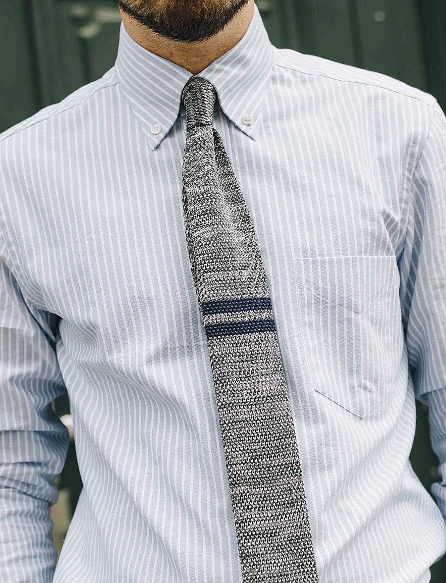 AN IVY - Grey Navy Signature Knit - krawatten - grey / navy - 0