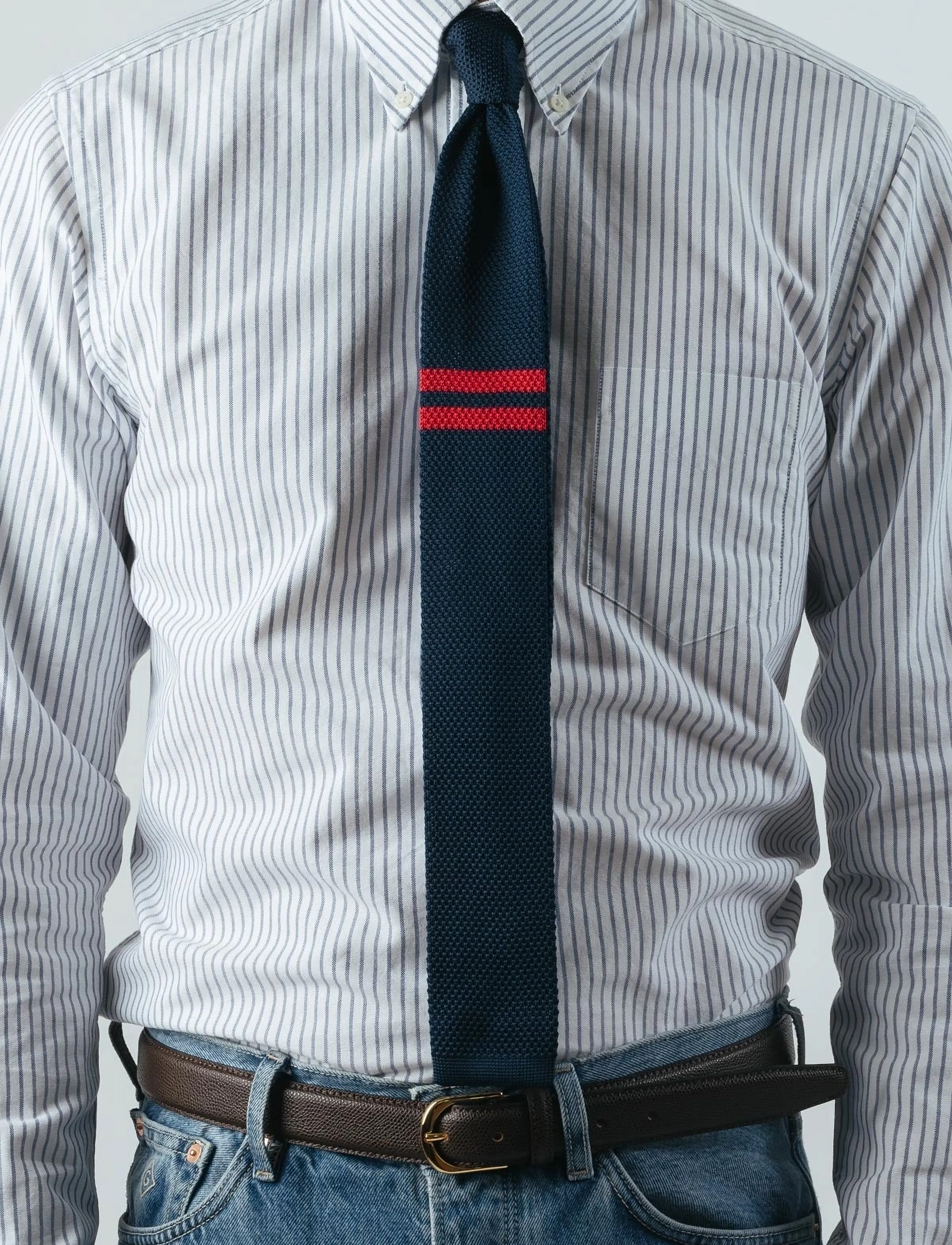 AN IVY Navy Red Signature Knit, One Size, Accessories, Marineblau - Ties, Männerswear