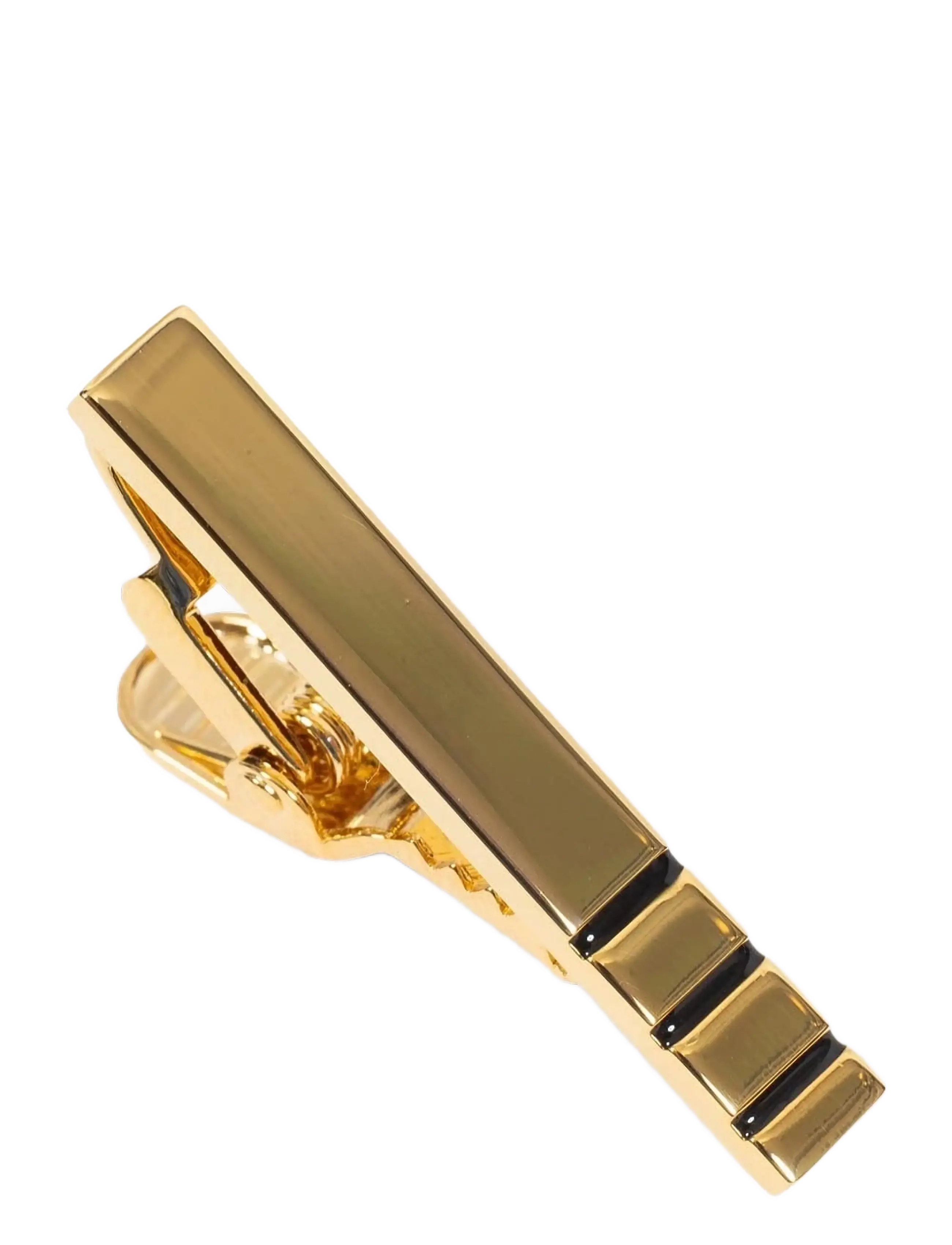 AN IVY Black Triple Golden Bar 3,5 Cm, One Size, Accessories, Gold - Tie Clips, Männerswear
