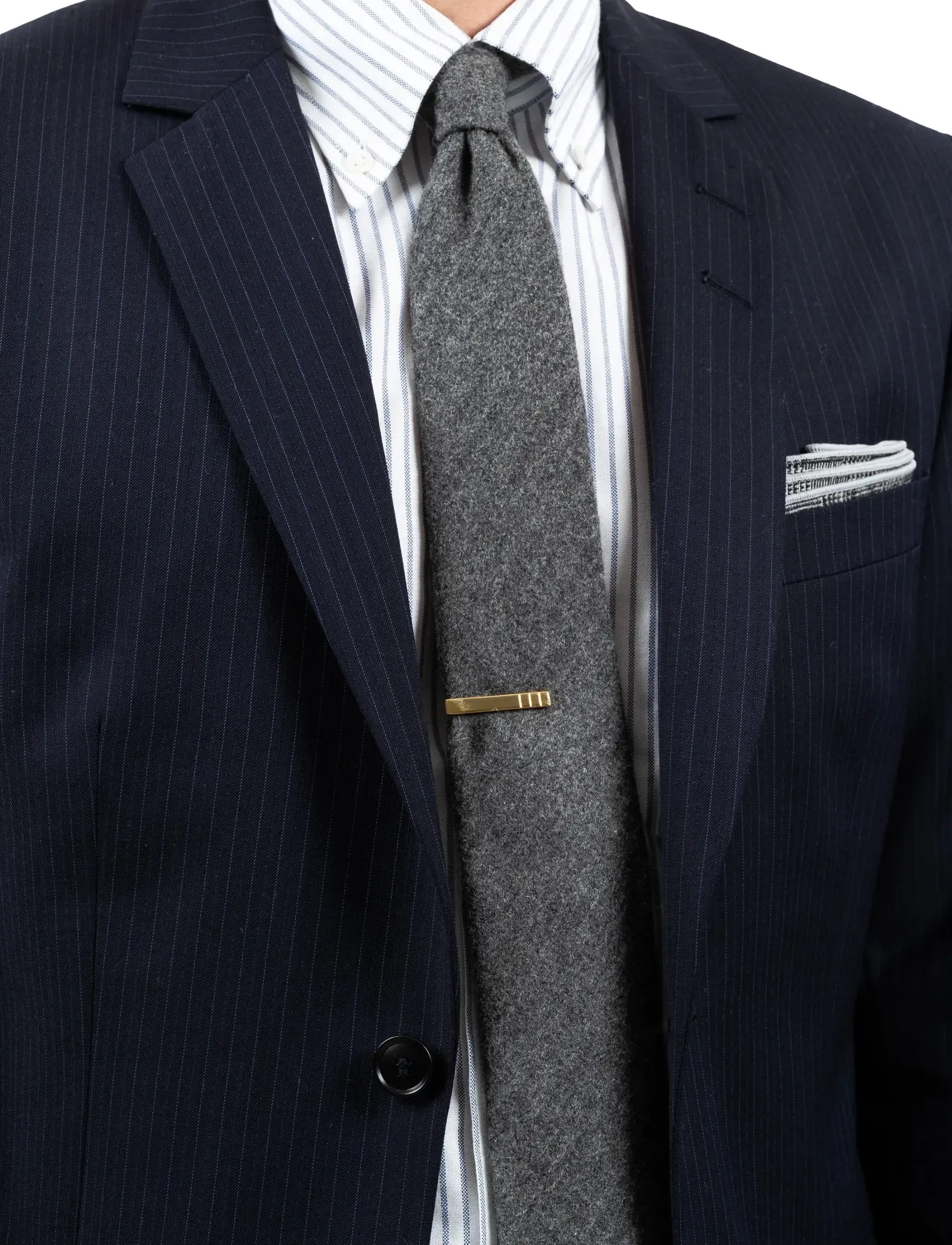 AN IVY Triple Striped Golden Bar 3,5 Cm, One Size, Accessories, Gold - Tie Clips, Männerswear