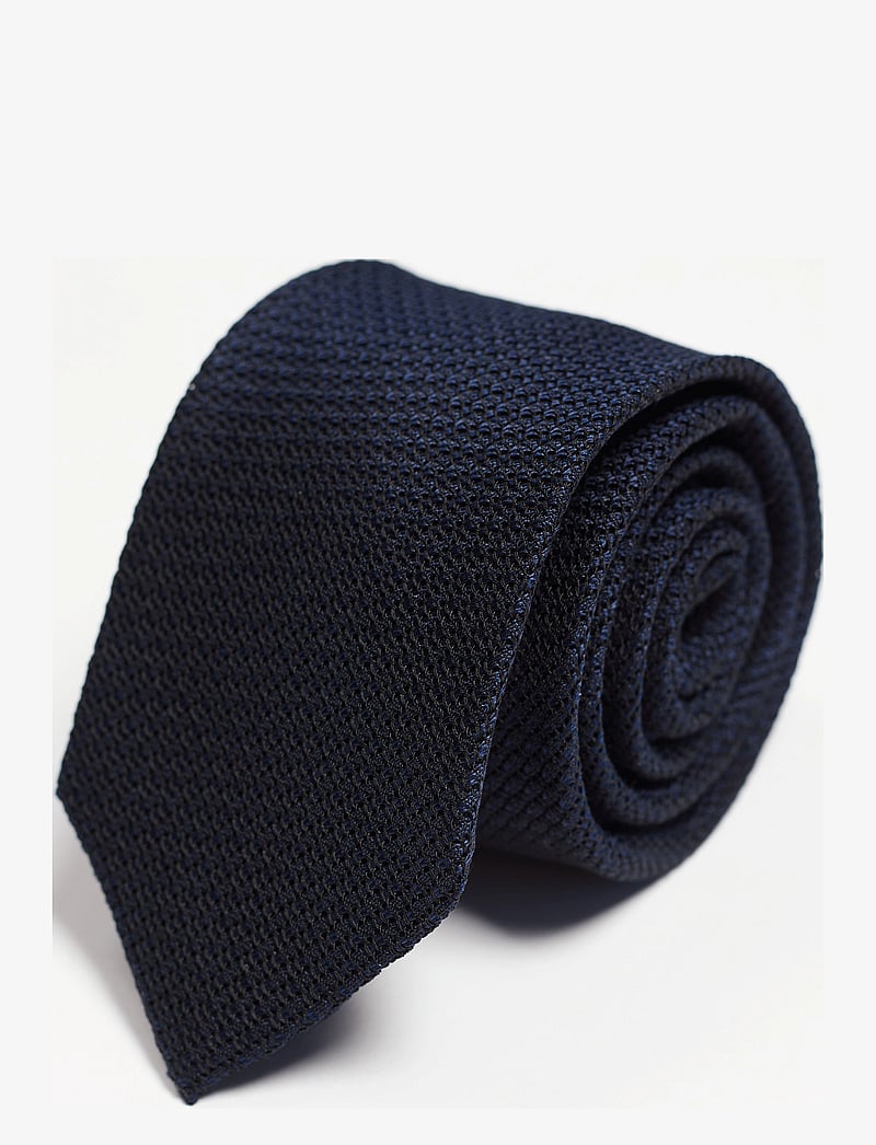 AN IVY - Dark Navy Grenadine Silk Tie - cravates - navy - 1
