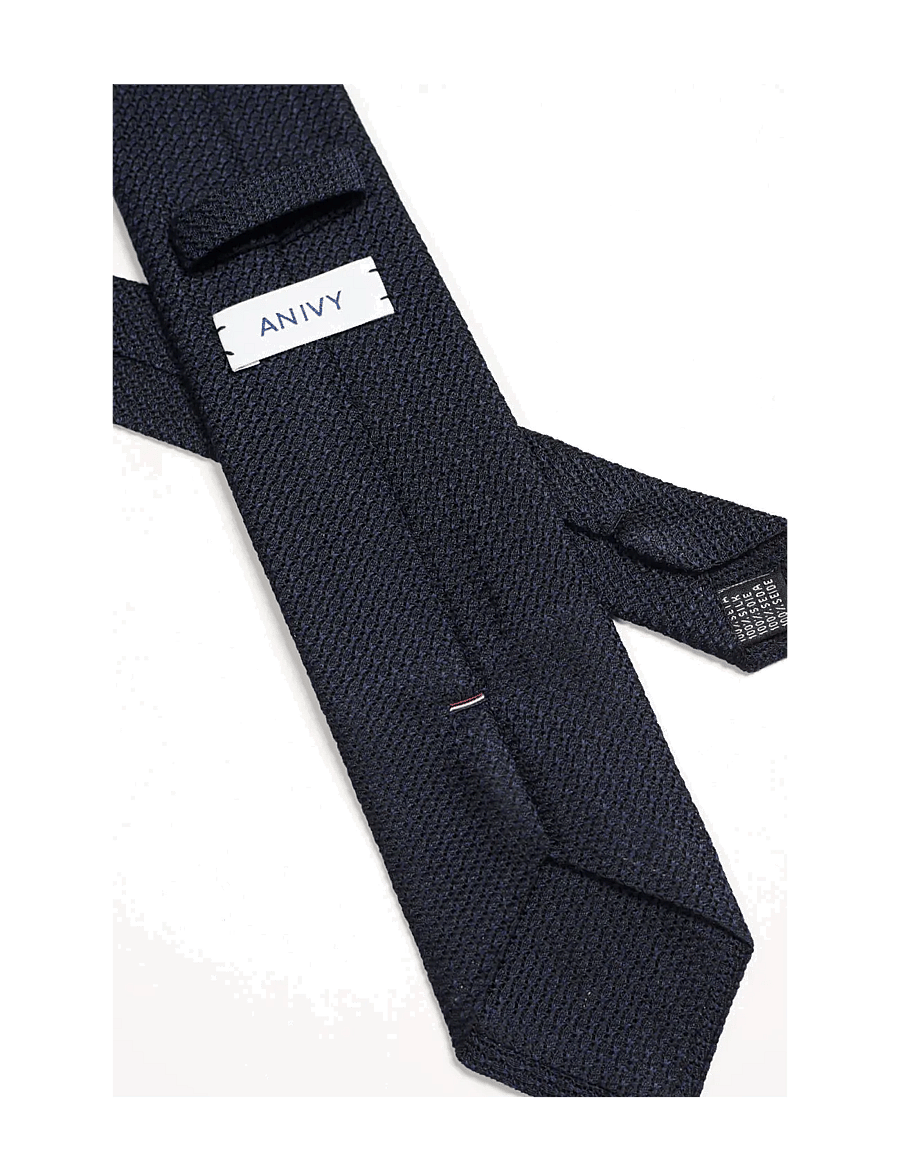 AN IVY - Dark Navy Grenadine Silk Tie - navy - 2