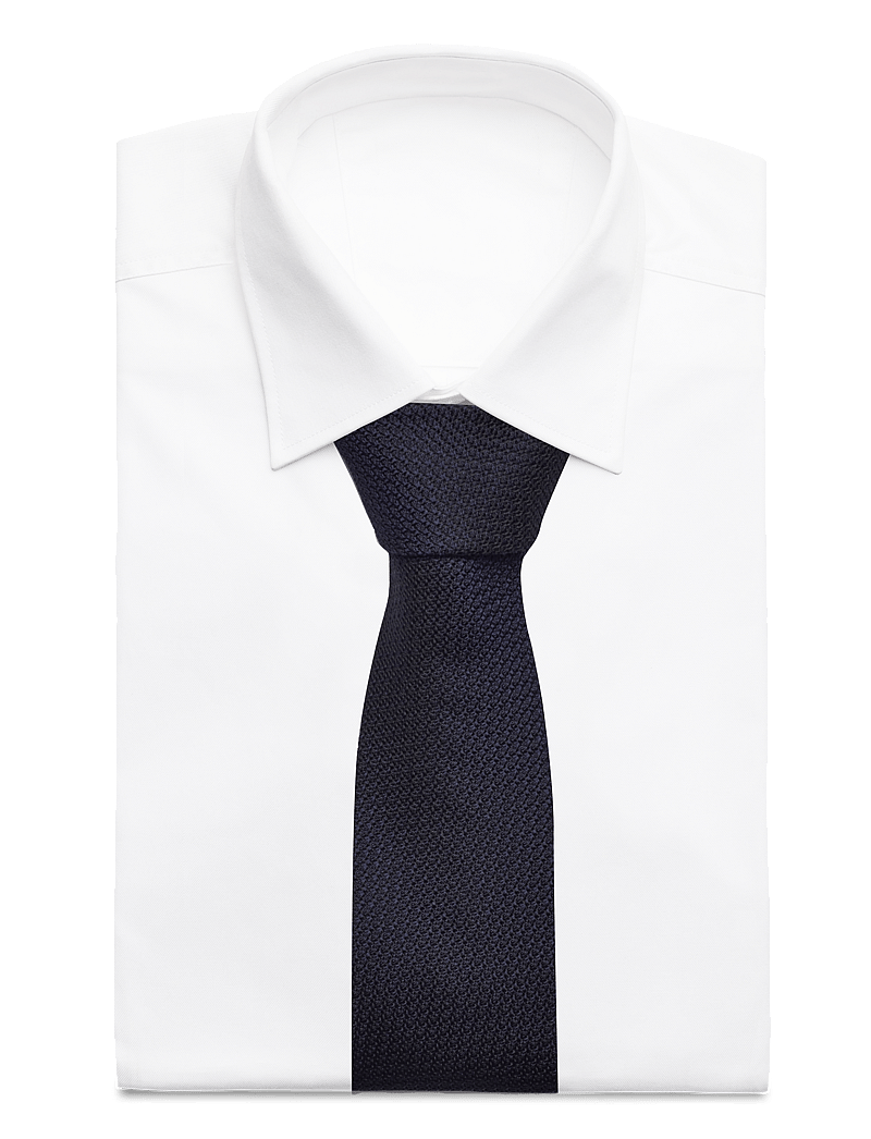AN IVY - Dark Navy Grenadine Silk Tie - cravates - navy - 3