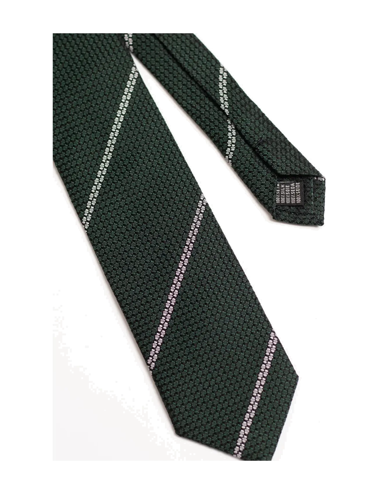 AN IVY - Green White Striped Grenadine Tie - green / white - 2