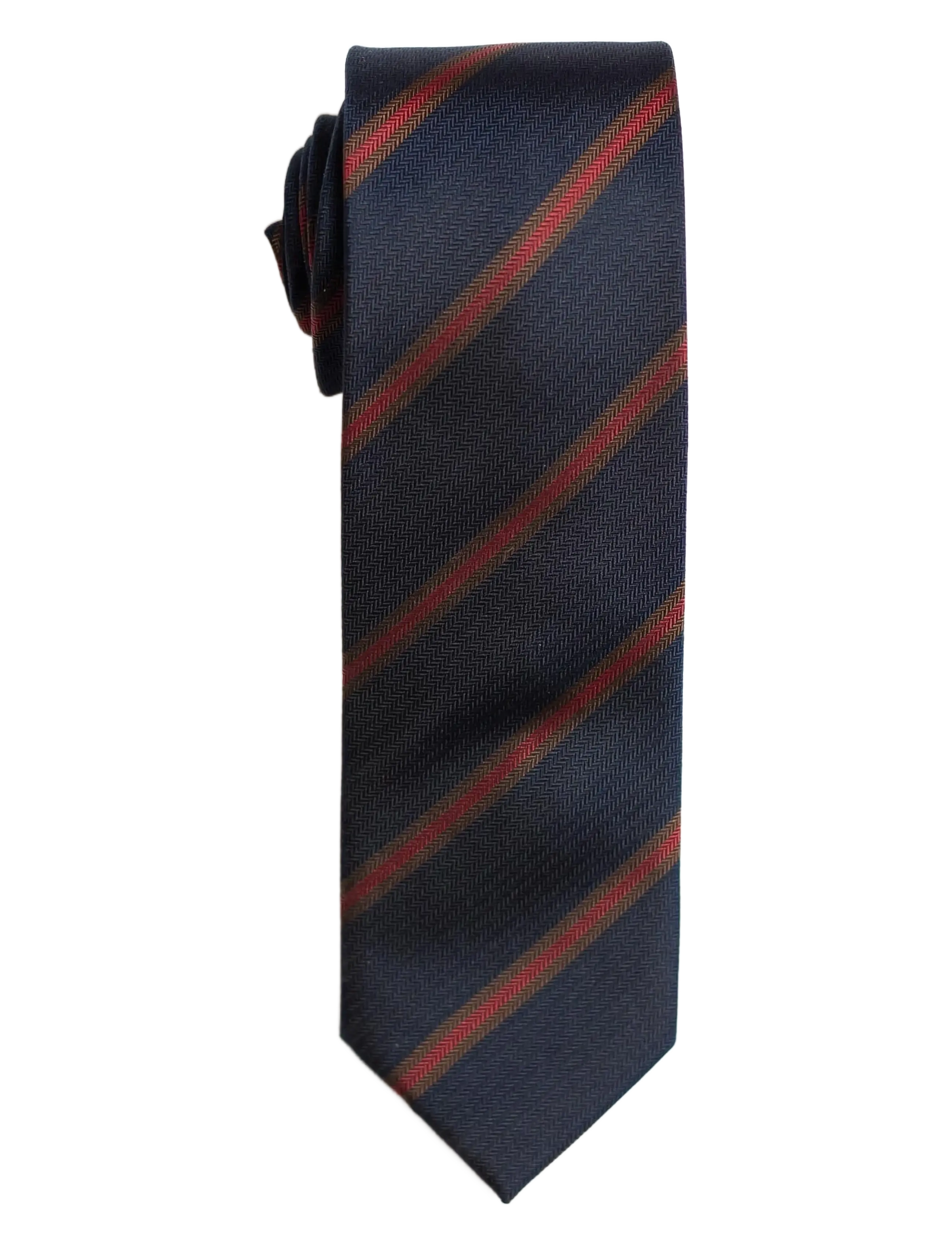 AN IVY Navy Herringbone Silk Tie - Ties - NAVY RED / navy