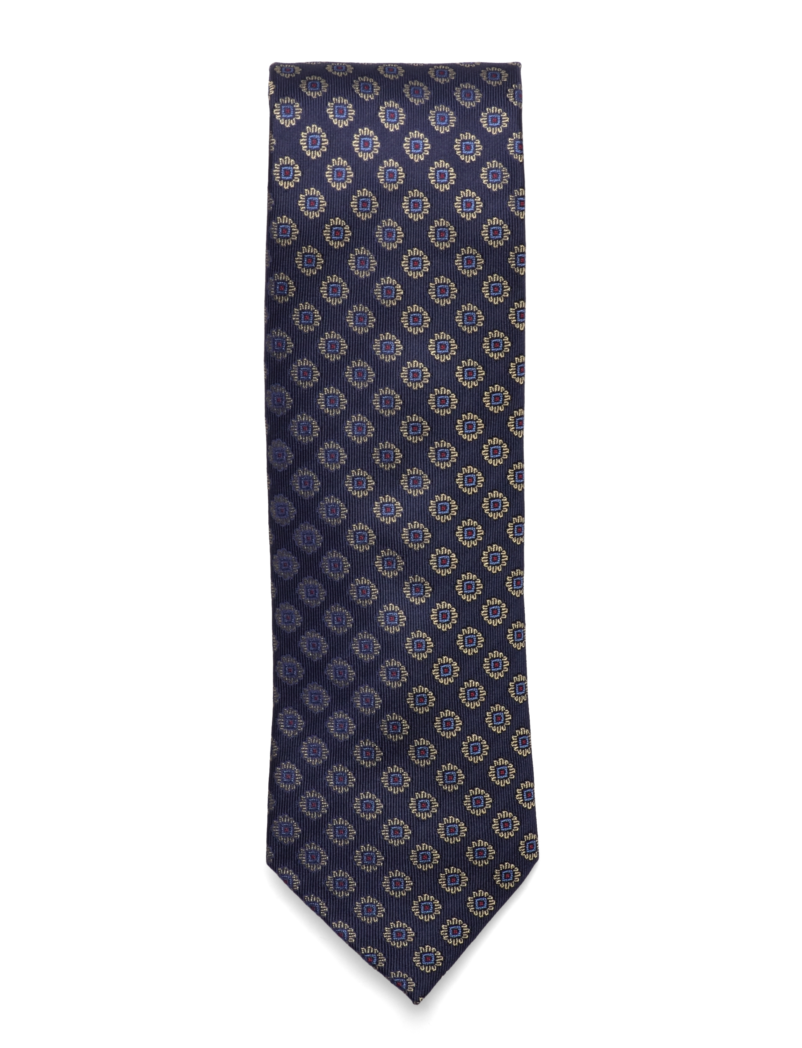 AN IVY Navy Woven Flower Silk Tie Navy - One Size - Herren