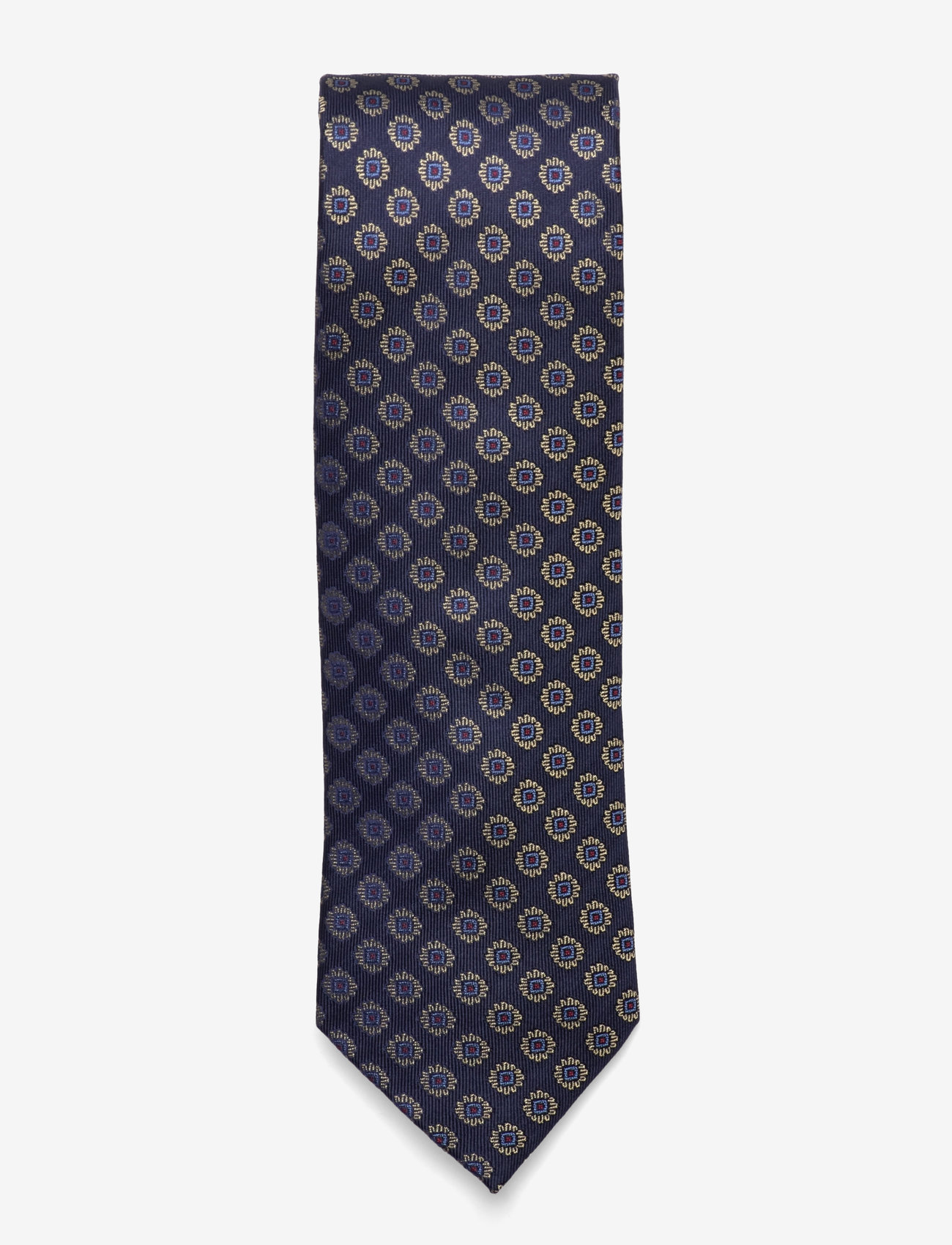 AN IVY - Navy Woven Flower Silk Tie - krawatten - navy - 1