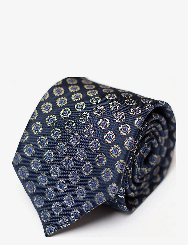 AN IVY - Navy Woven Flower Silk Tie - krawatten - navy - 2