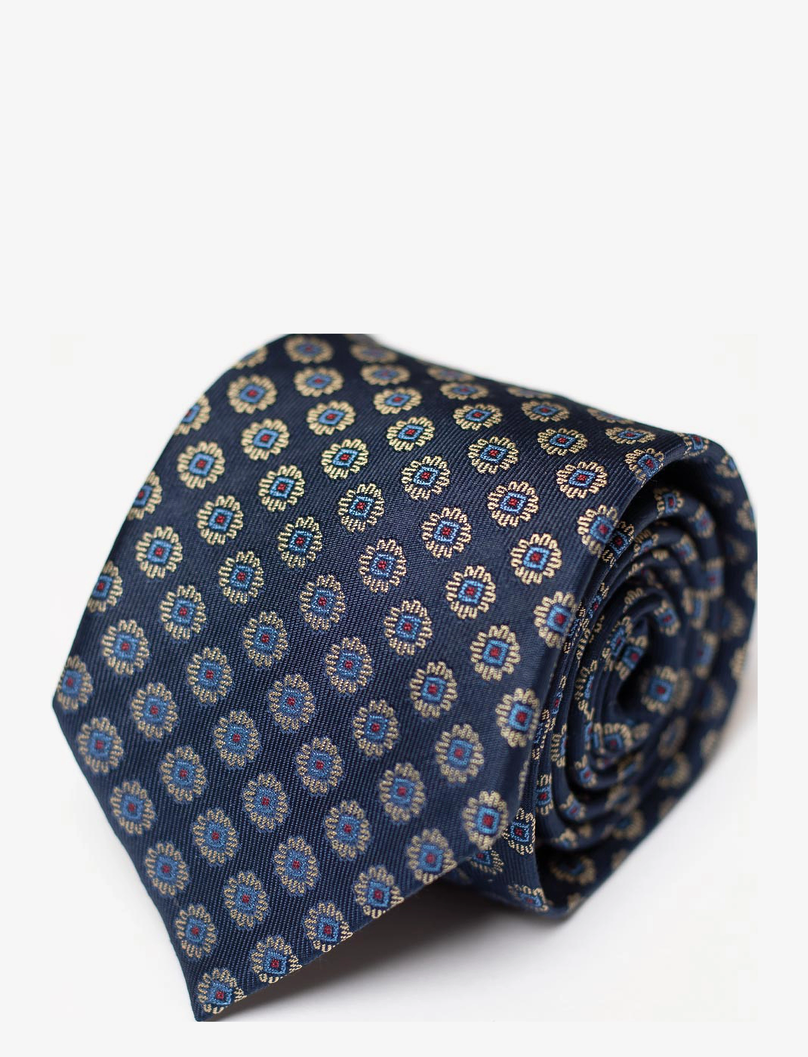 AN IVY - Navy Woven Flower Silk Tie - navy - 2