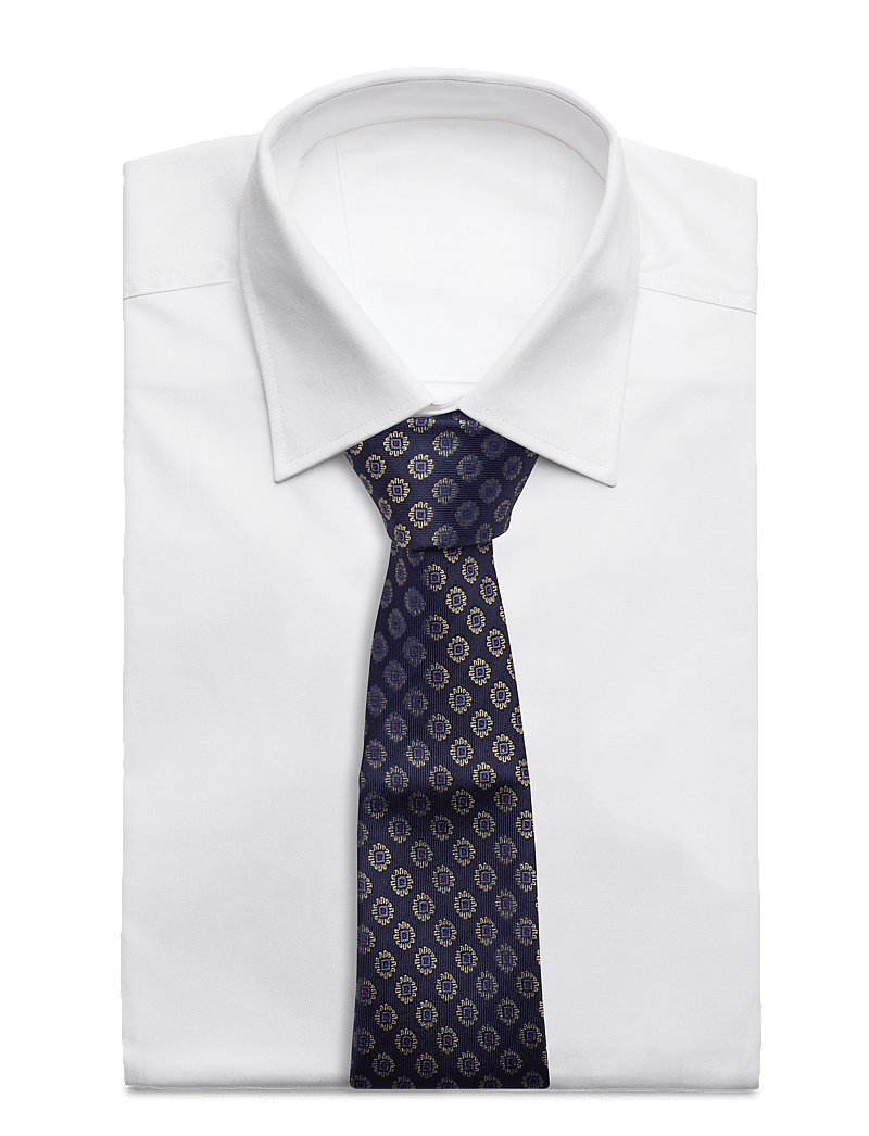 AN IVY - Navy Woven Flower Silk Tie - krawatten - navy - 3