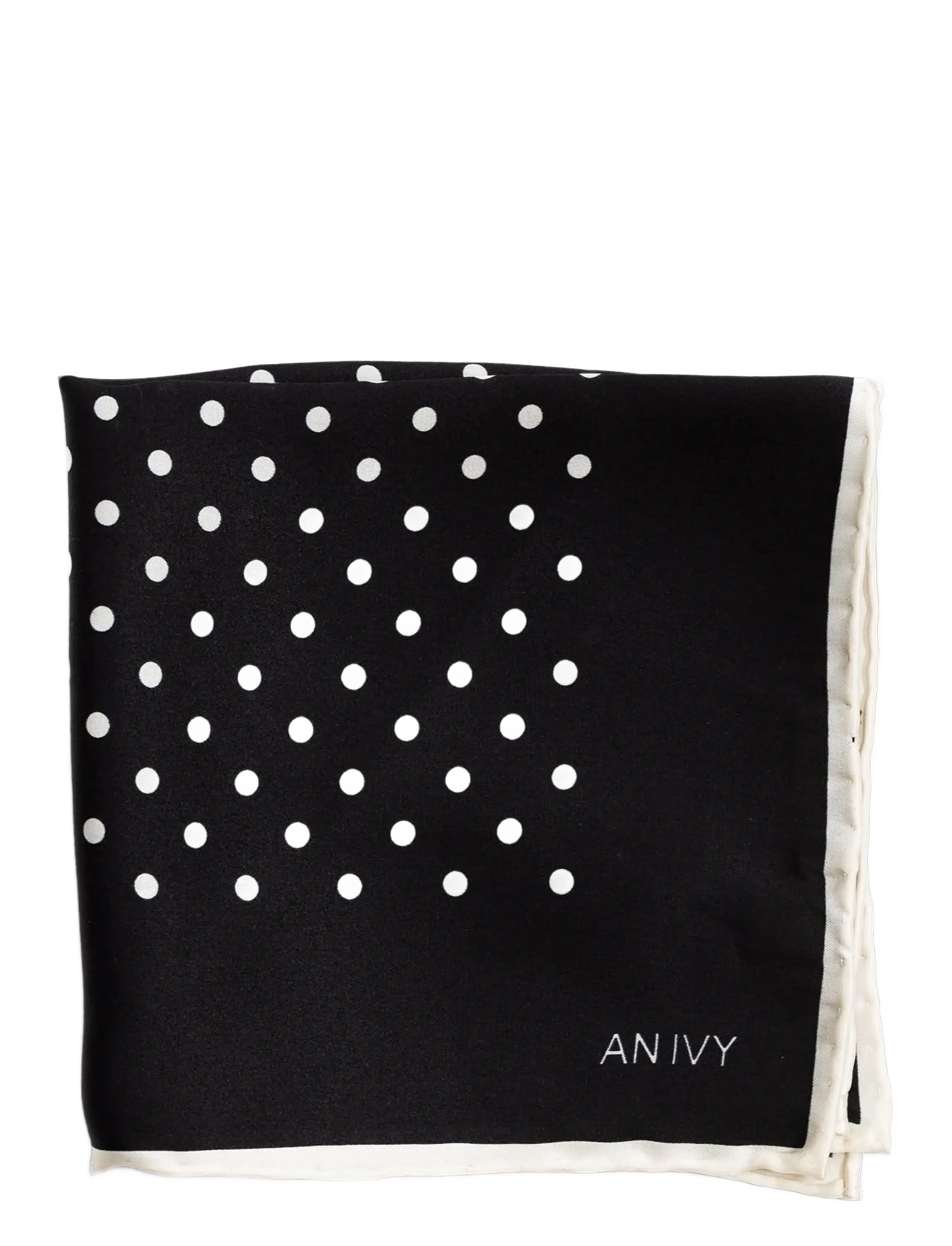 AN IVY Black White Polka Dot Silk Pocket, Mænd, Prikket Lommetørklæde, Sort, Str: ONE SIZE