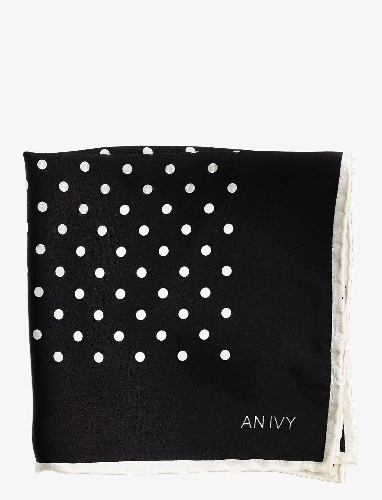 AN IVY - Black White Polka Dot Silk Pocket - näsdukar - black white - 0