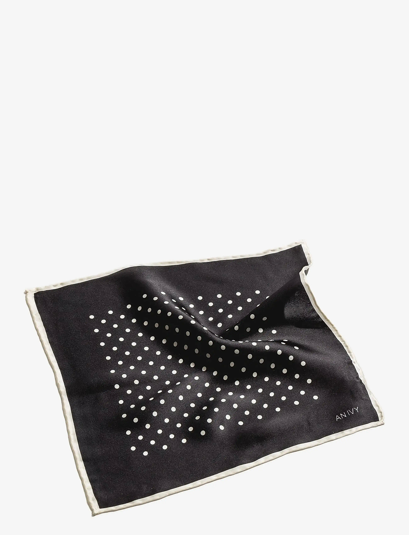 AN IVY - Black White Polka Dot Silk Pocket - näsdukar - black white - 1