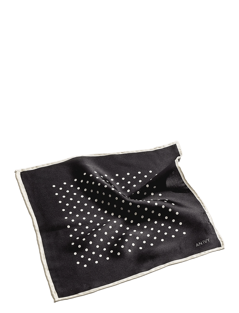 AN IVY - Black White Polka Dot Silk Pocket - näsdukar - black white - 1