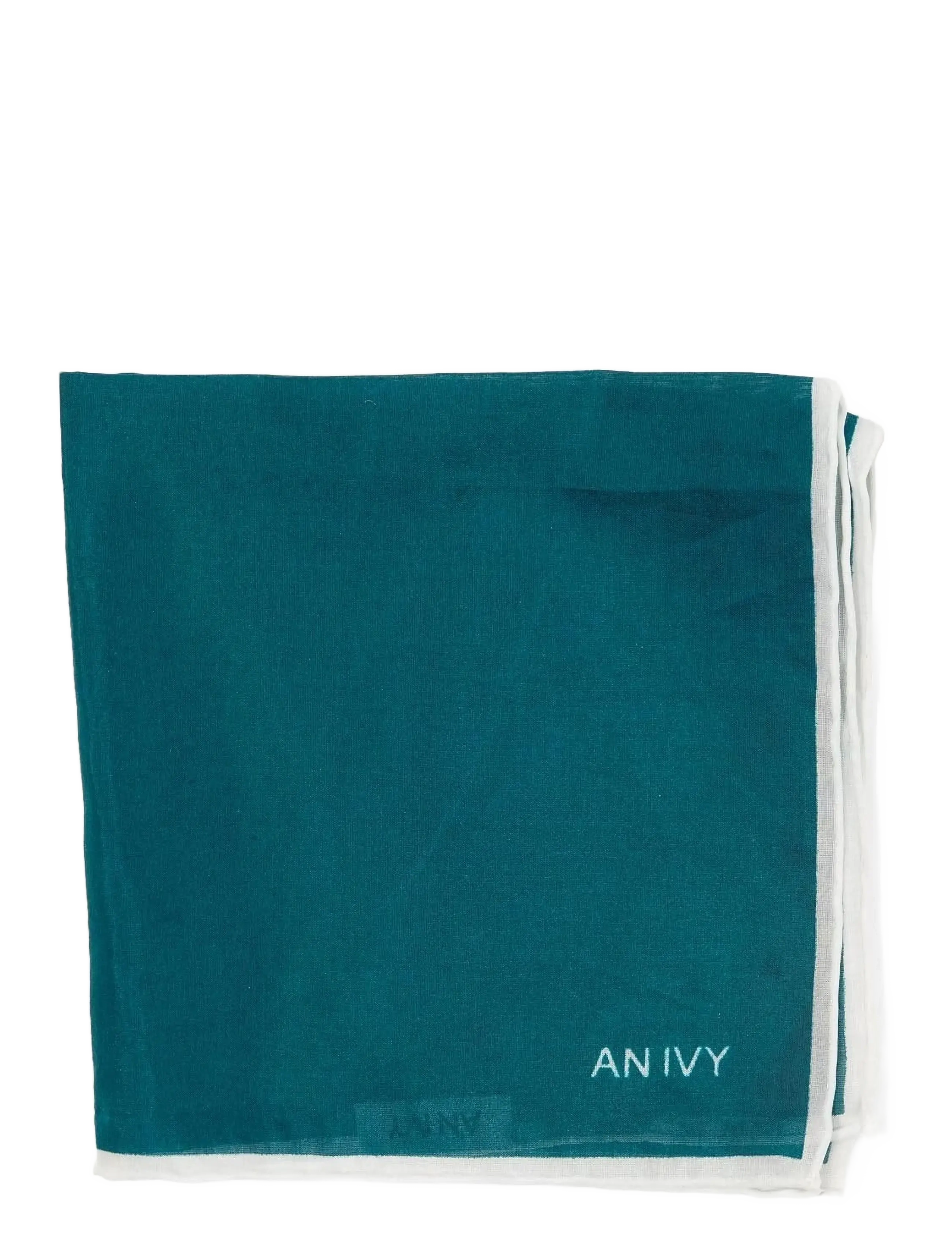 Bottle Green White Borders Silk Pocket - GREEN