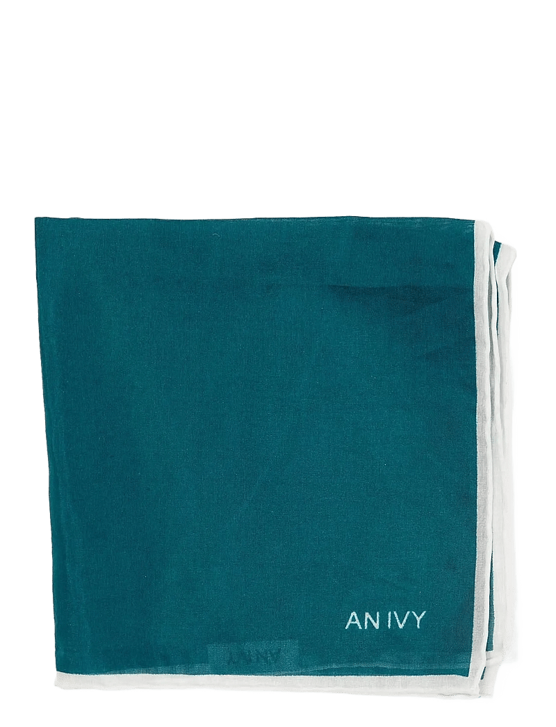 AN IVY - Bottle Green White Borders Silk Pocket - näsdukar - green - 0