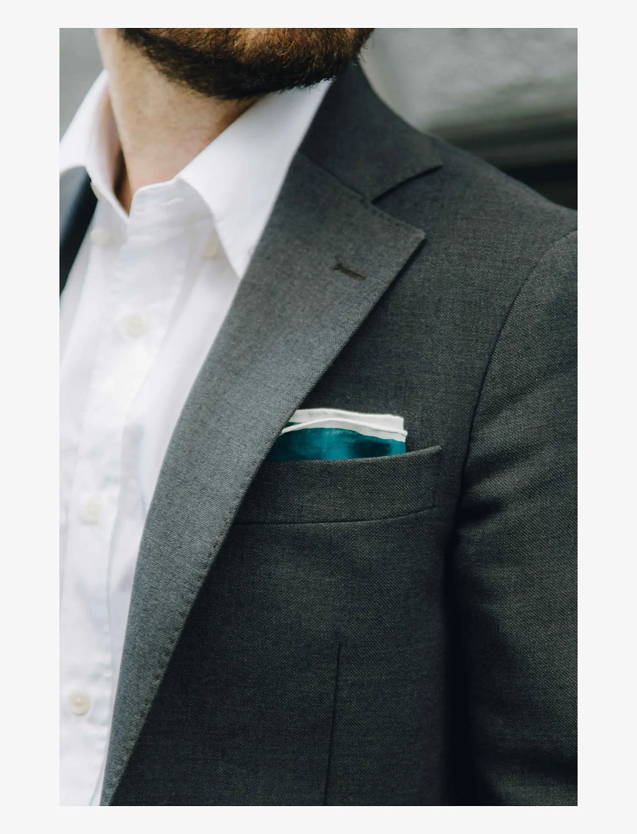 AN IVY - Bottle Green White Borders Silk Pocket - näsdukar - green - 1