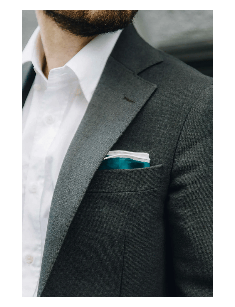 AN IVY - Bottle Green White Borders Silk Pocket - näsdukar - green - 1