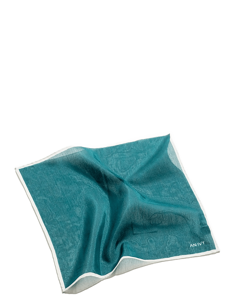 AN IVY - Bottle Green White Borders Silk Pocket - näsdukar - green - 2