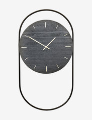 A-Wall Clock Black with black metal ring - BLACK