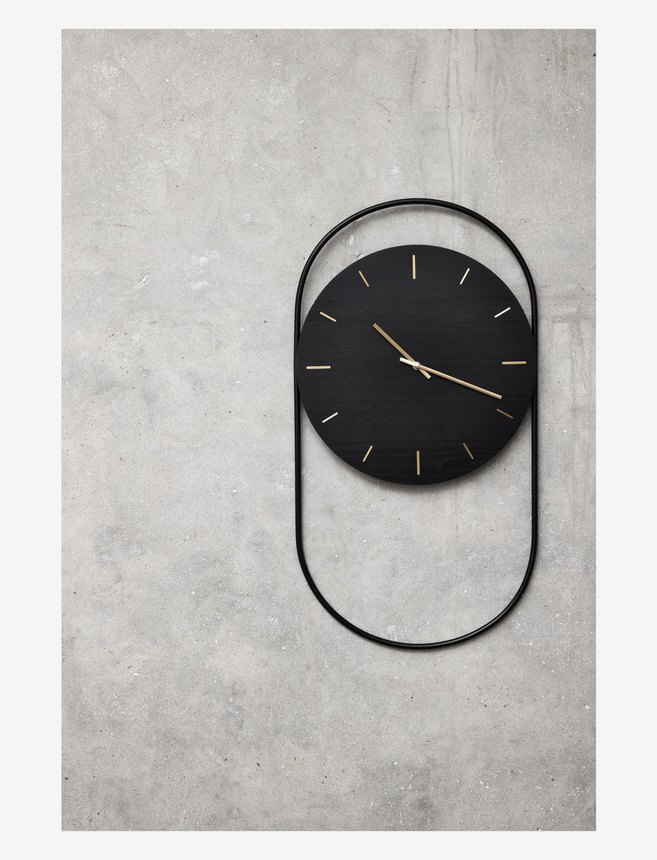 Andersen Furniture - A-Wall Clock Black with black metal ring - wall clocks - black - 1