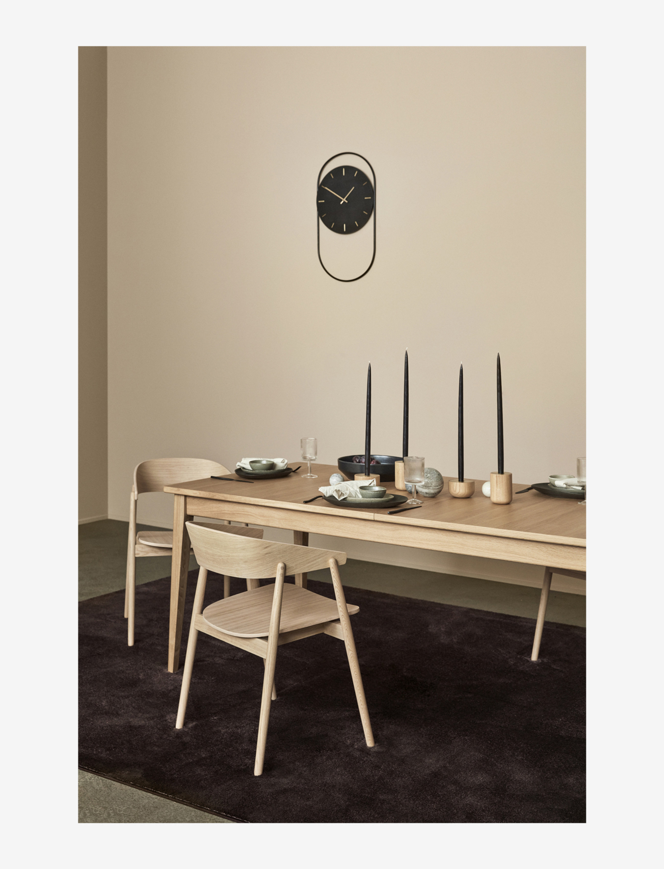Andersen Furniture - A-Wall Clock Black with black metal ring - seinäkellot - black - 5
