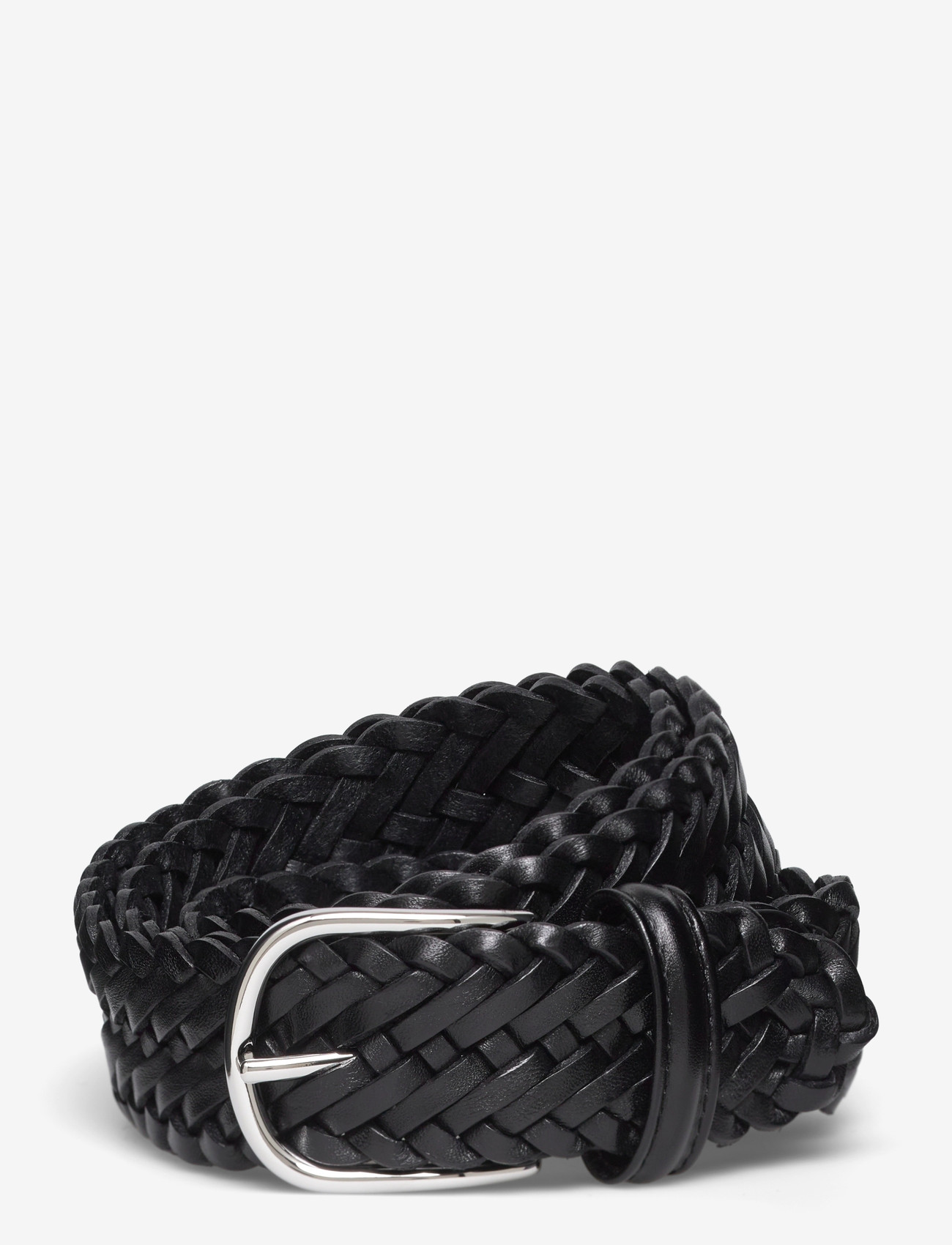 Anderson's - Woven Leather belt Black - 3,5 cm - punotut vyöt - black - 0