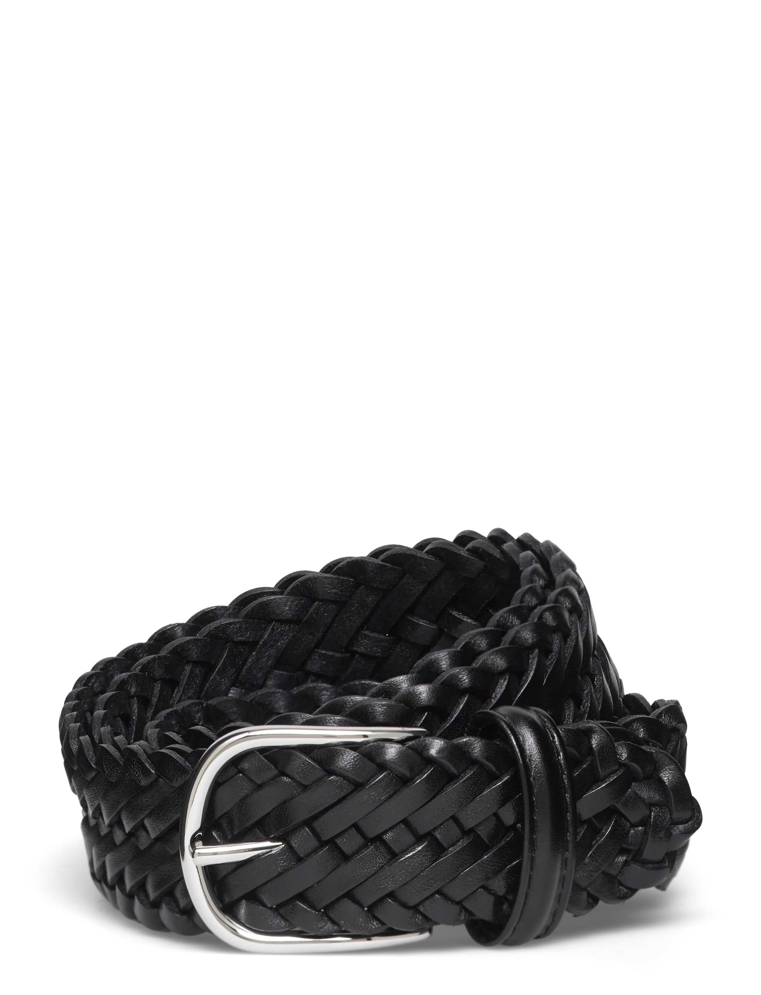 Anderson's classic woven leather belt - Flettede bælter - BLACK / black