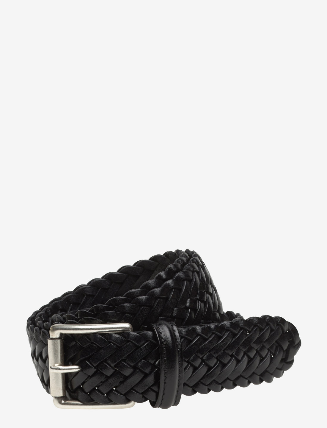 Anderson's - classic woven leather belt - flettede bælter - black - 0
