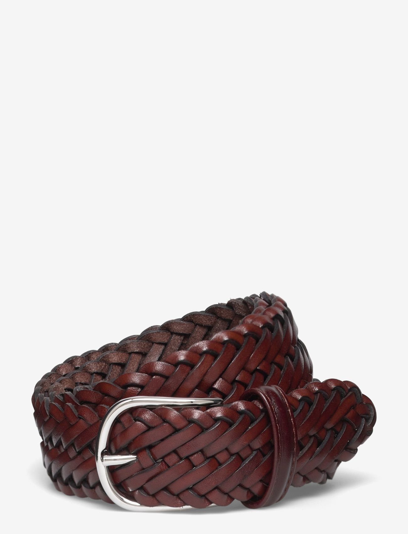 Anderson's - classic woven leather belt - flettede bælter - cognac - 0