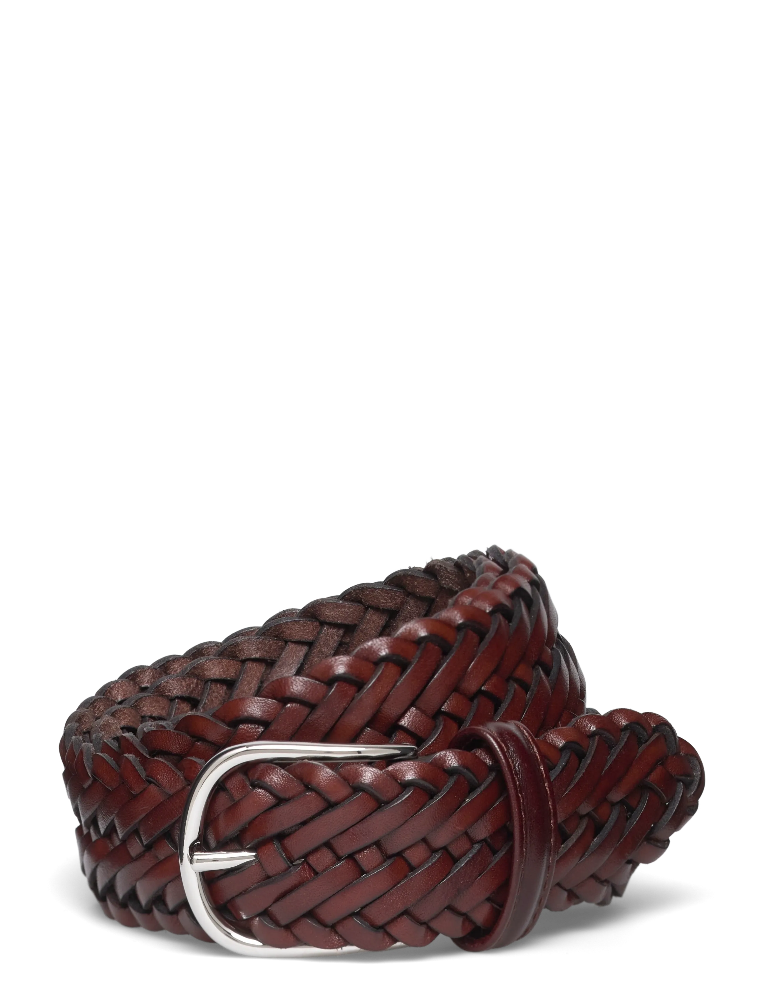 Woven Leather belt Black - 3,5 cm - COGNAC