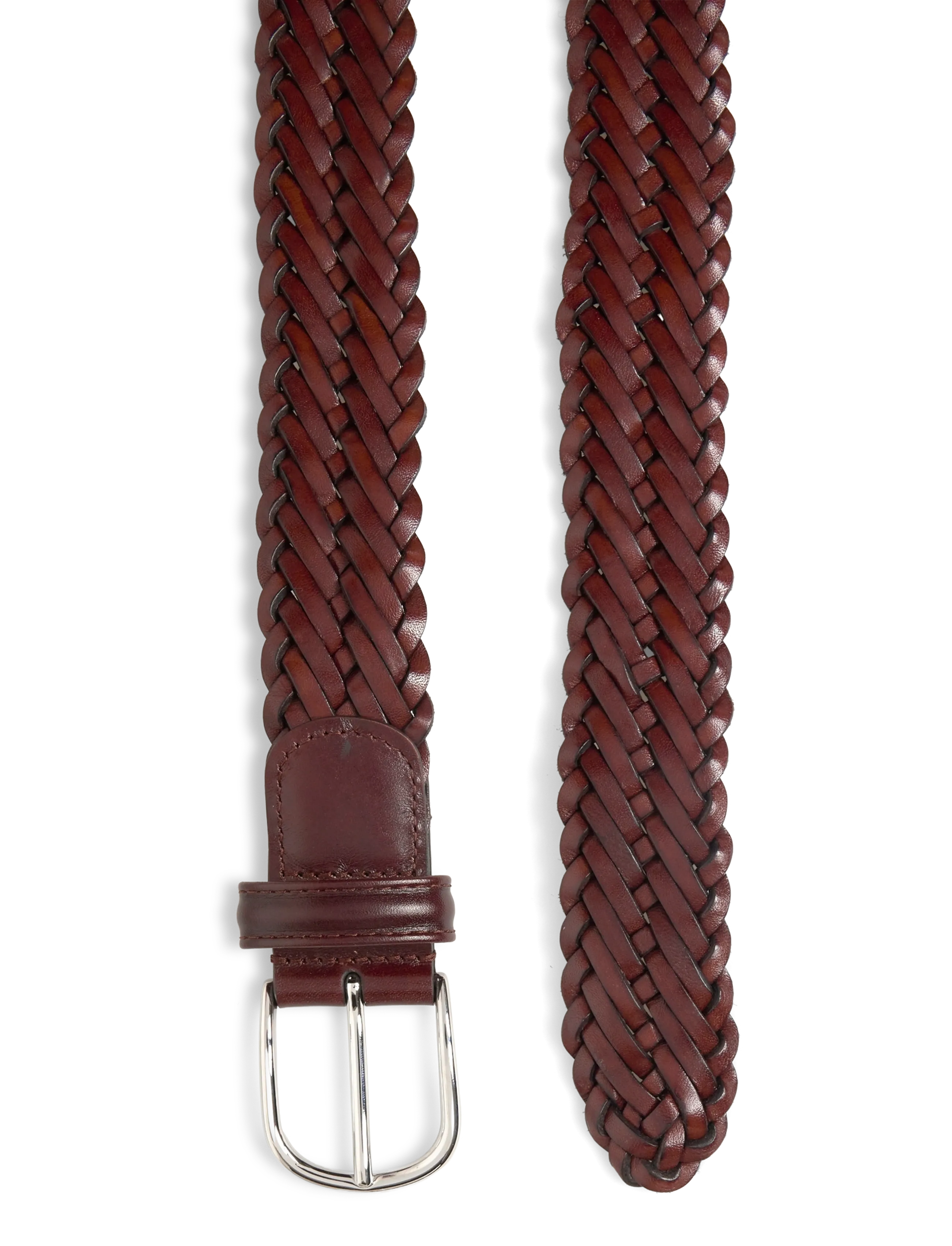 Anderson's - Woven Leather belt Black - 3,5 cm - geflochten - cognac - 1